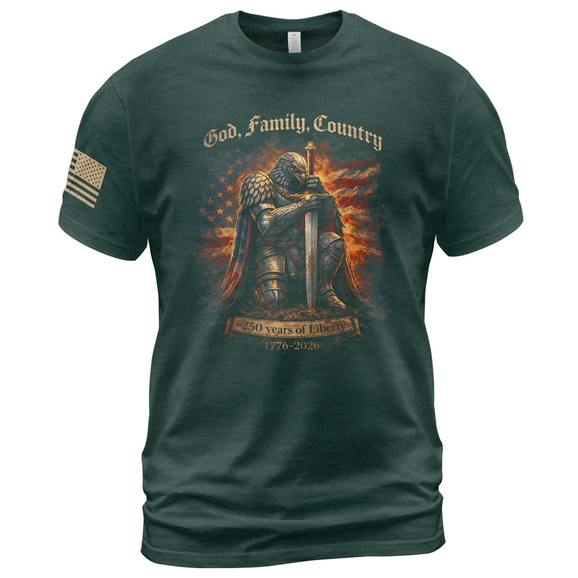 USA 250th Anniversary 1776-2026 Semiquincentennial T-Shirt – God Family Country Eagle Knight Warrior 250 Years of Liberty Patriotic Men’s Tee