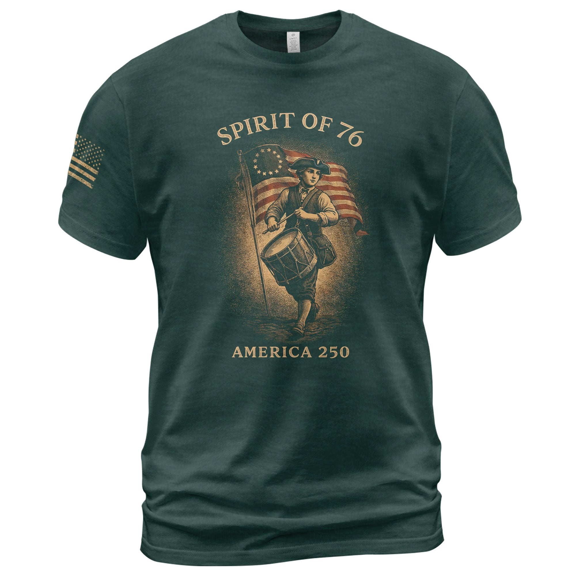 America 250th Anniversary 1776-2026 Semiquincentennial T-Shirt – Spirit of 76 Drummer Retro Patriotic Men's Tee