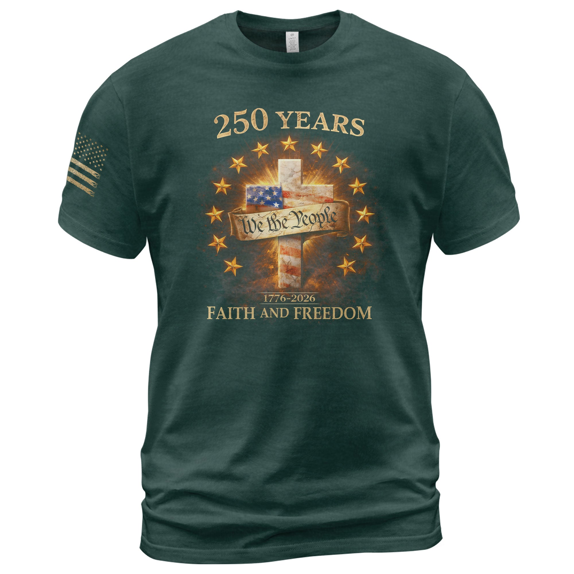 USA 250th Anniversary 1776-2026 Semiquincentennial T-Shirt – We The People 250 Years Liberty Bell Cross Patriotic Anniversary Tee