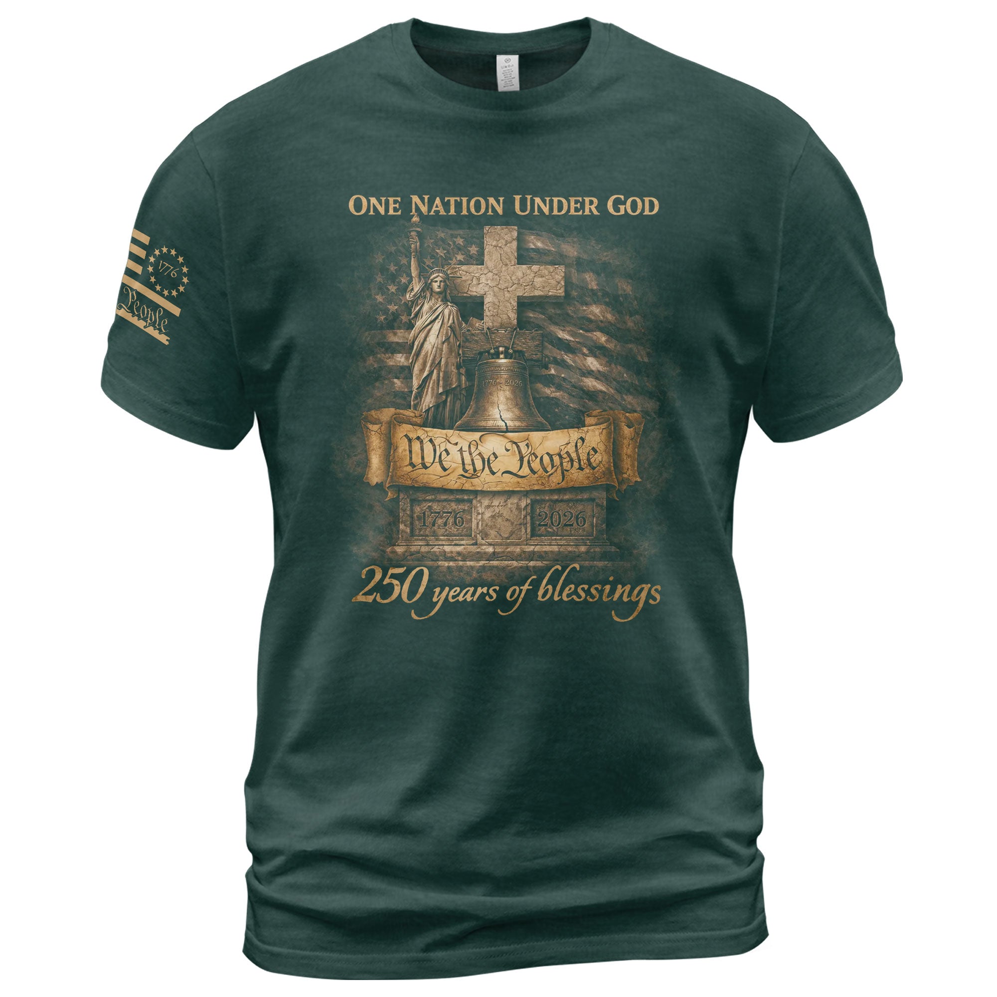 America 250th Anniversary 1776-2026 T-Shirt – 250 Years of Blessings One Nation Under God Semiquincentennial Christian Patriotic Tee