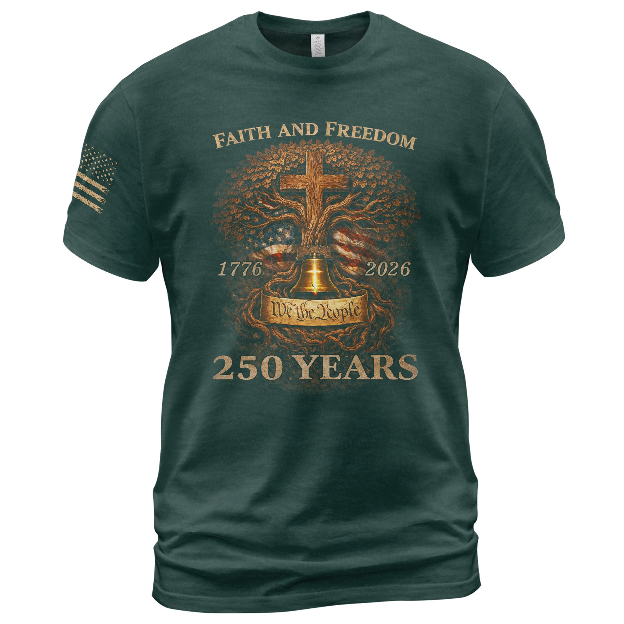 America 250th Anniversary 1776-2026 T-Shirt – Faith and Freedom Christian Tree of Life We The People Semiquincentennial Patriotic Tee