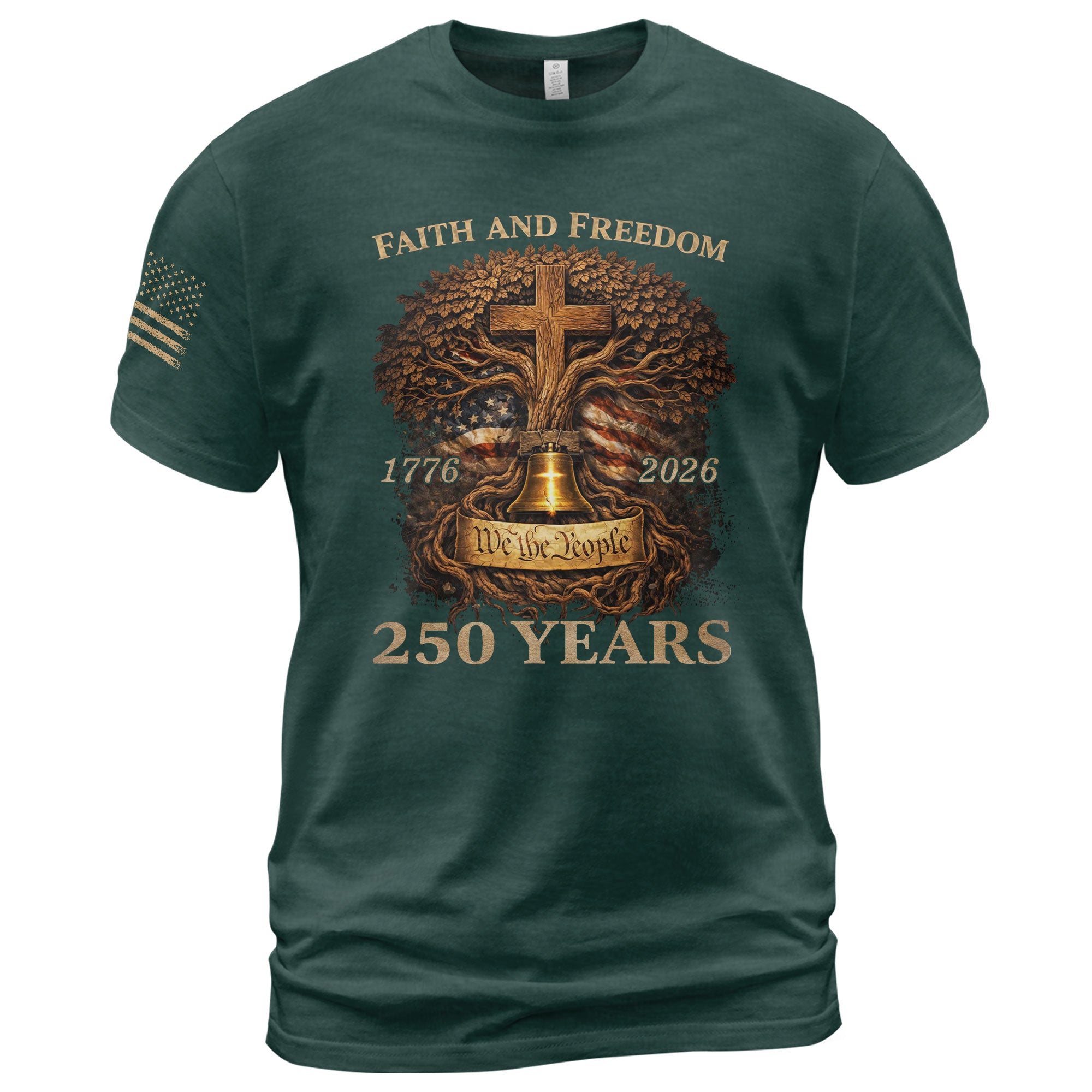 America 250th Anniversary T-Shirt 1776-2026 – Christian Tree of Life Faith & Freedom Tee