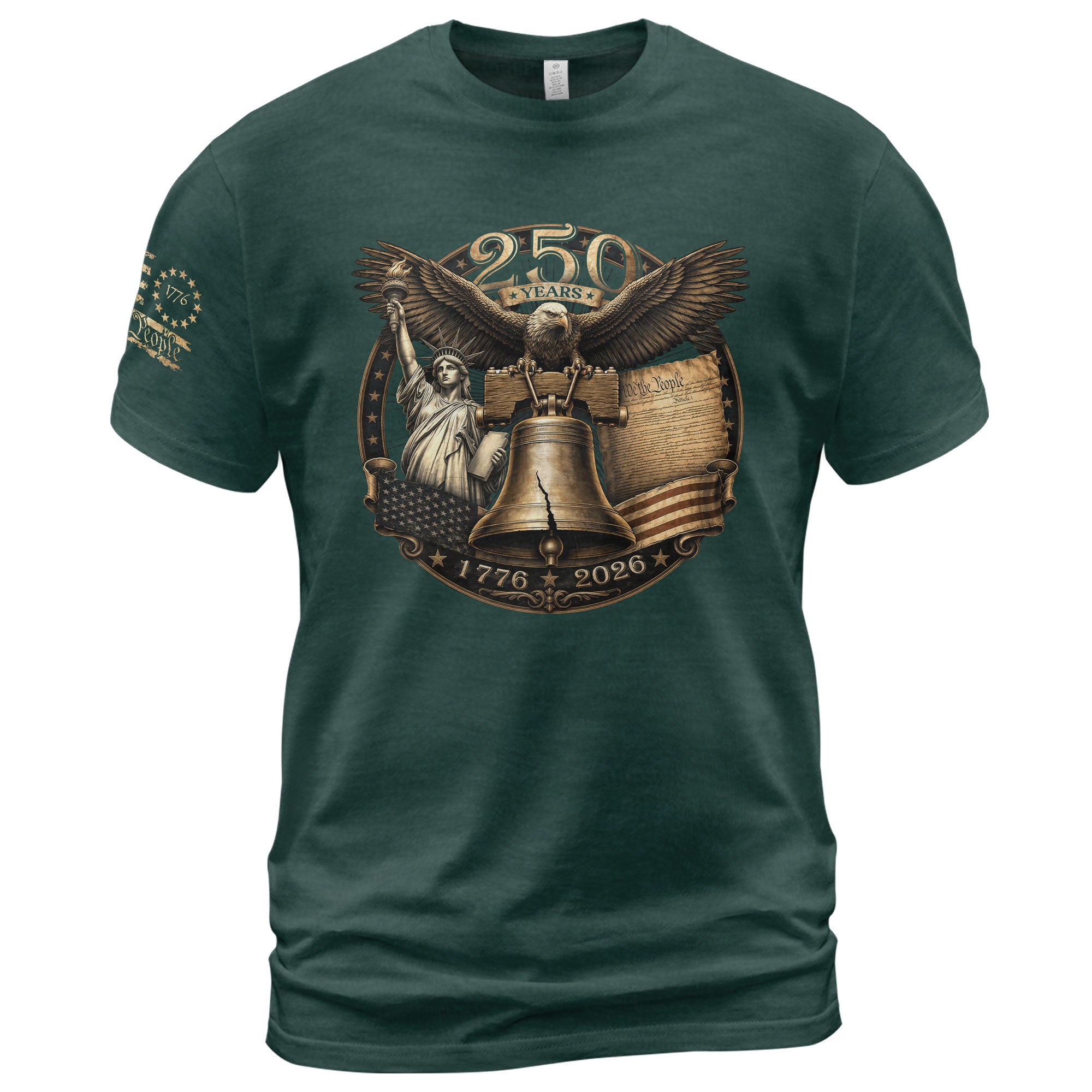 Liberty Bell Statue of Liberty T-Shirt - Patriotic 250 Years Heritage Tee