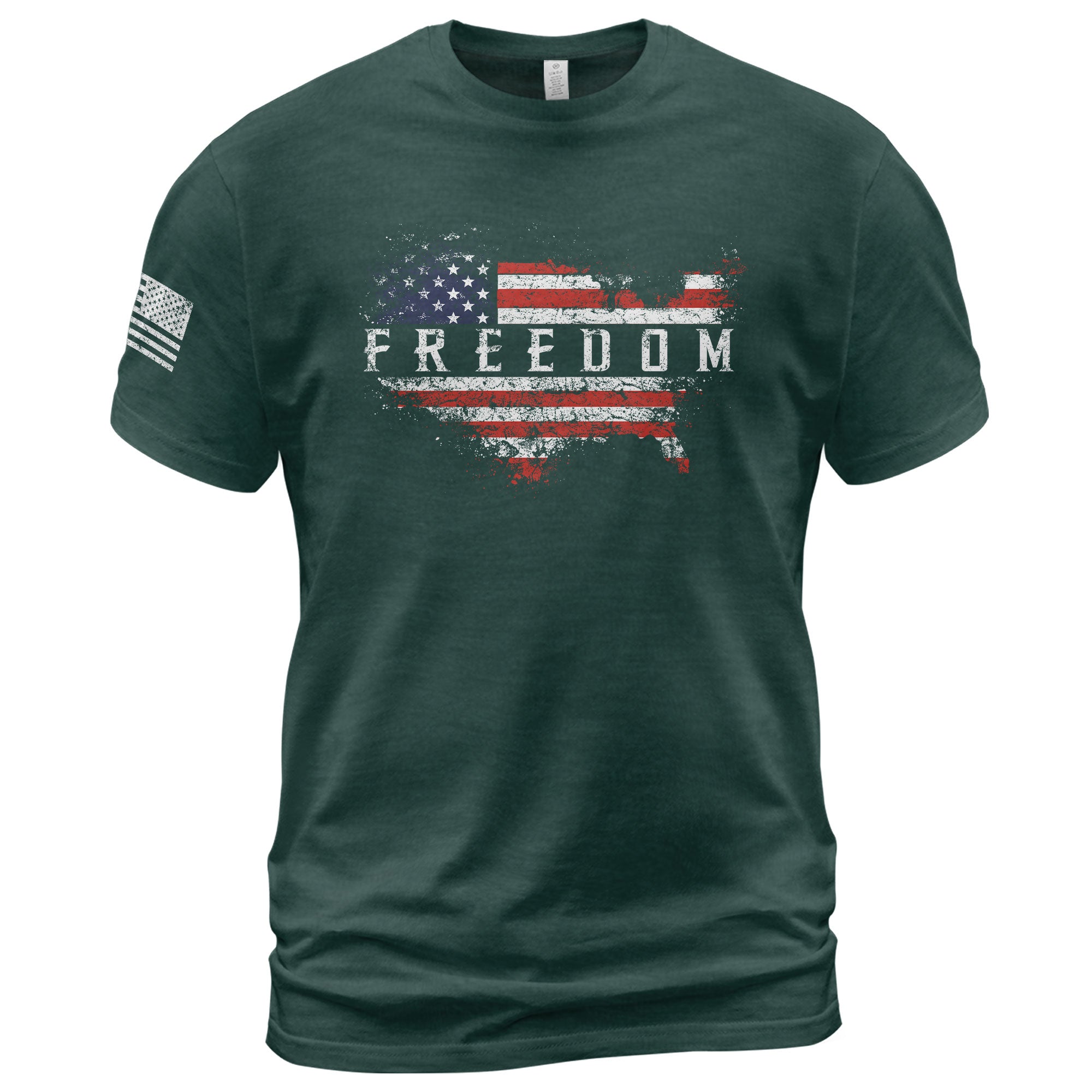 Freedom 2D Shirt USA Map American Flag Patriotic Graphic Vintage Tee