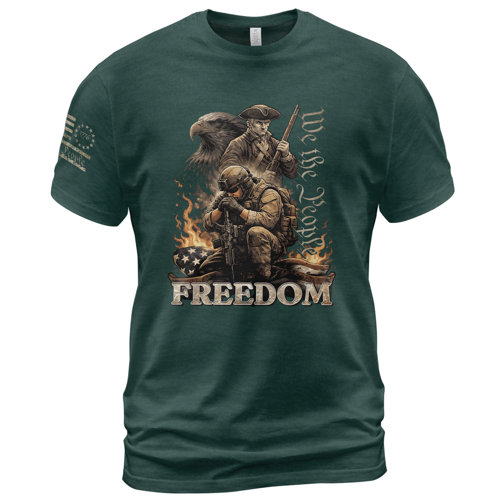 Freedom 2D T-Shirt We The People Military Veteran Patriotic Eagle Flag Men Women Tee Shirt