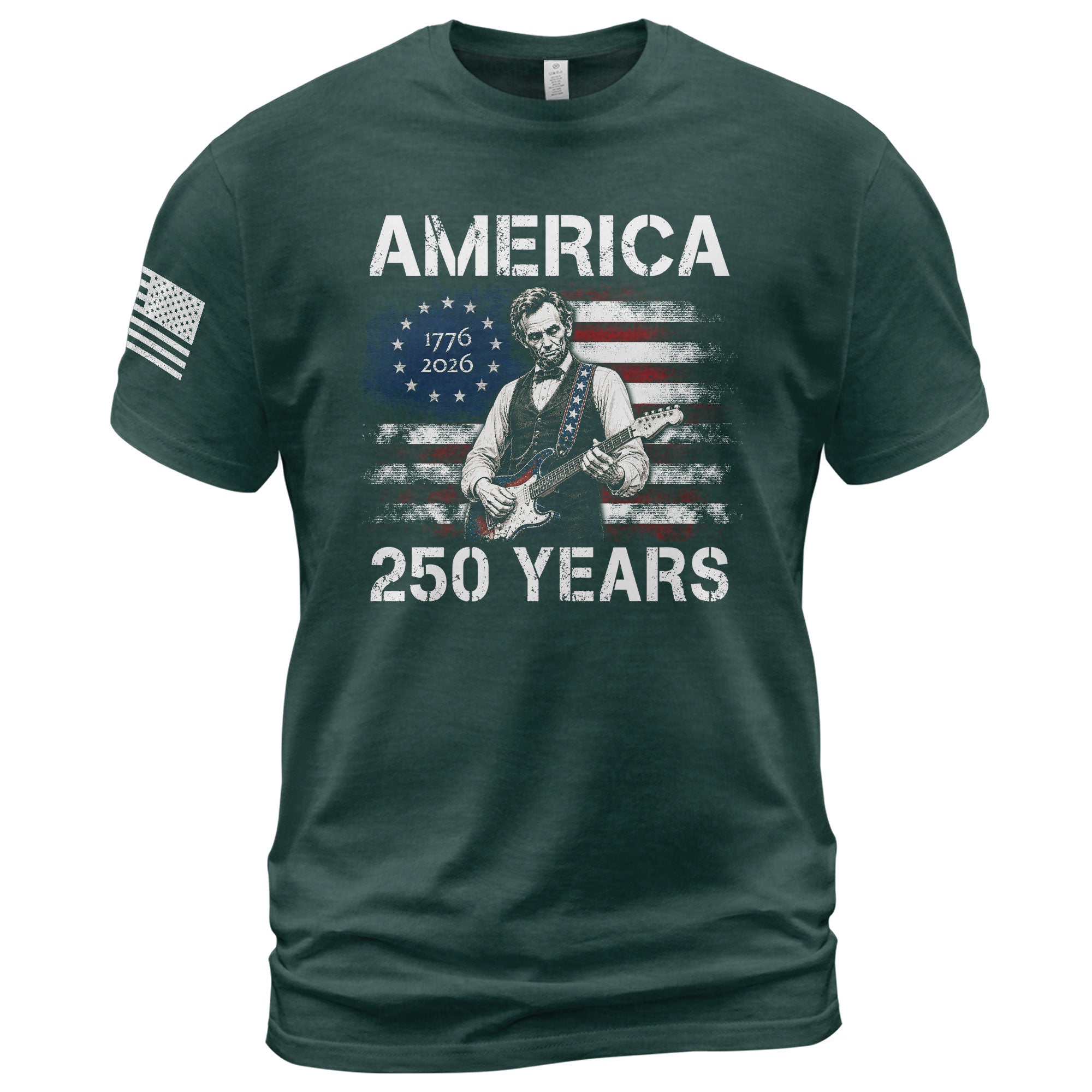 Vintage 1776 2026 Shirt Abraham Lincoln Playing Guitar US Flag Patriotic