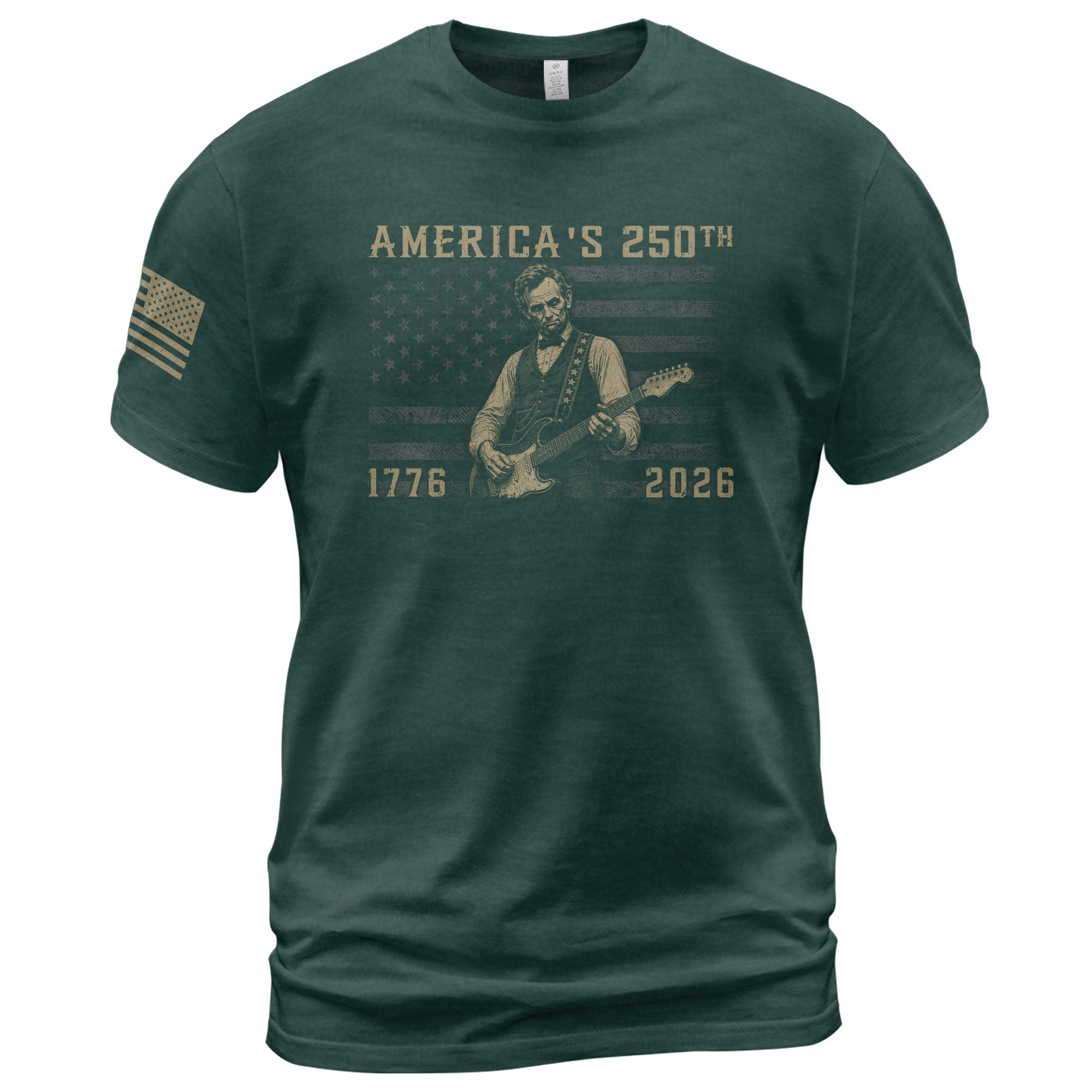 America’s 250th Anniversary Patriotic US Flag Shirt Vintage Abraham Lincoln Guitar Tee