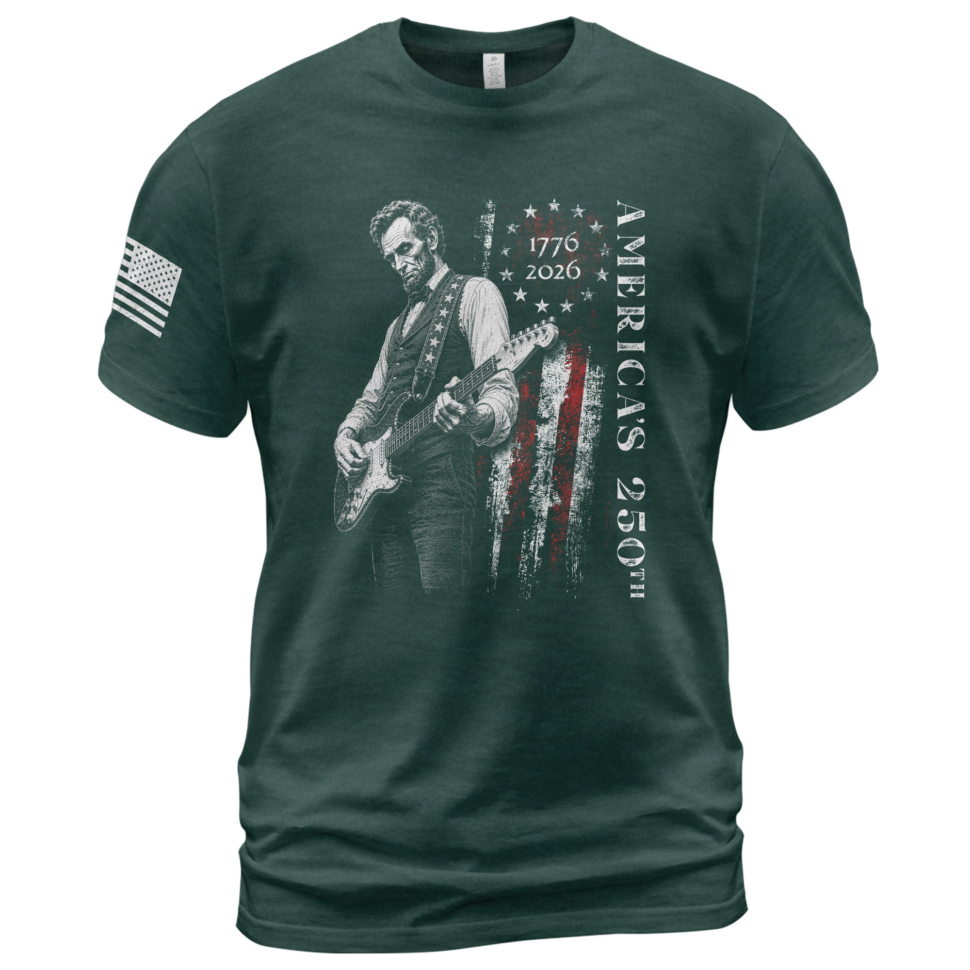 Betsy Ross Flag Abraham Lincoln Guitar Shirt Vintage 1776 2026 Patriotic USA T-Shirt