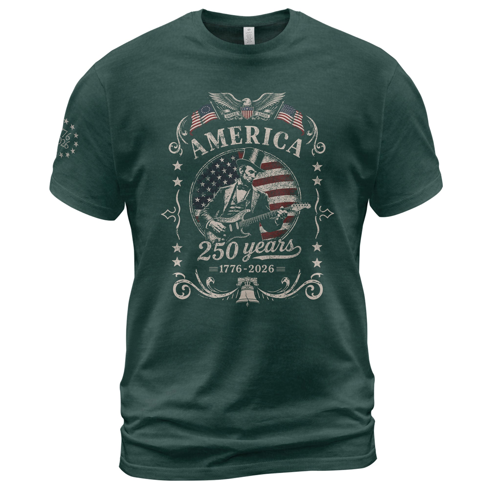 American Eagle Liberty Bell Lincoln Guitar Shirt Vintage 1776 2026 Patriotic Us Flag