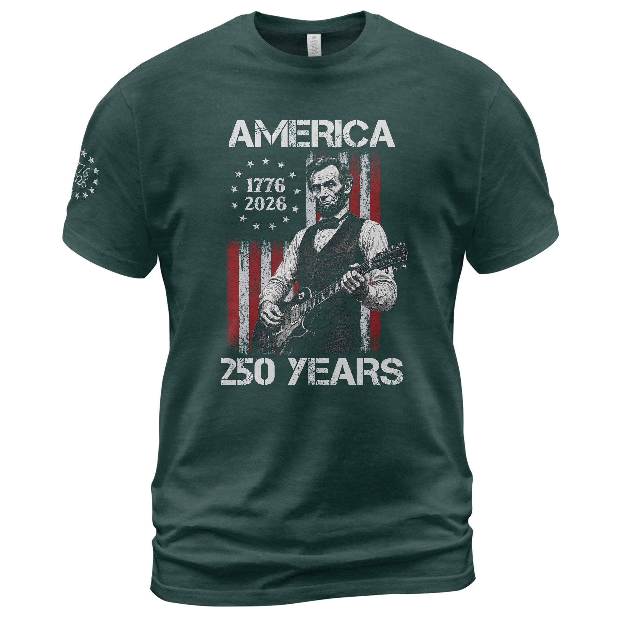 Betsy Ross Flag Lincoln Guitar Shirt Vintage 1776 2026 Patriotic US Flag 250 Years Tee