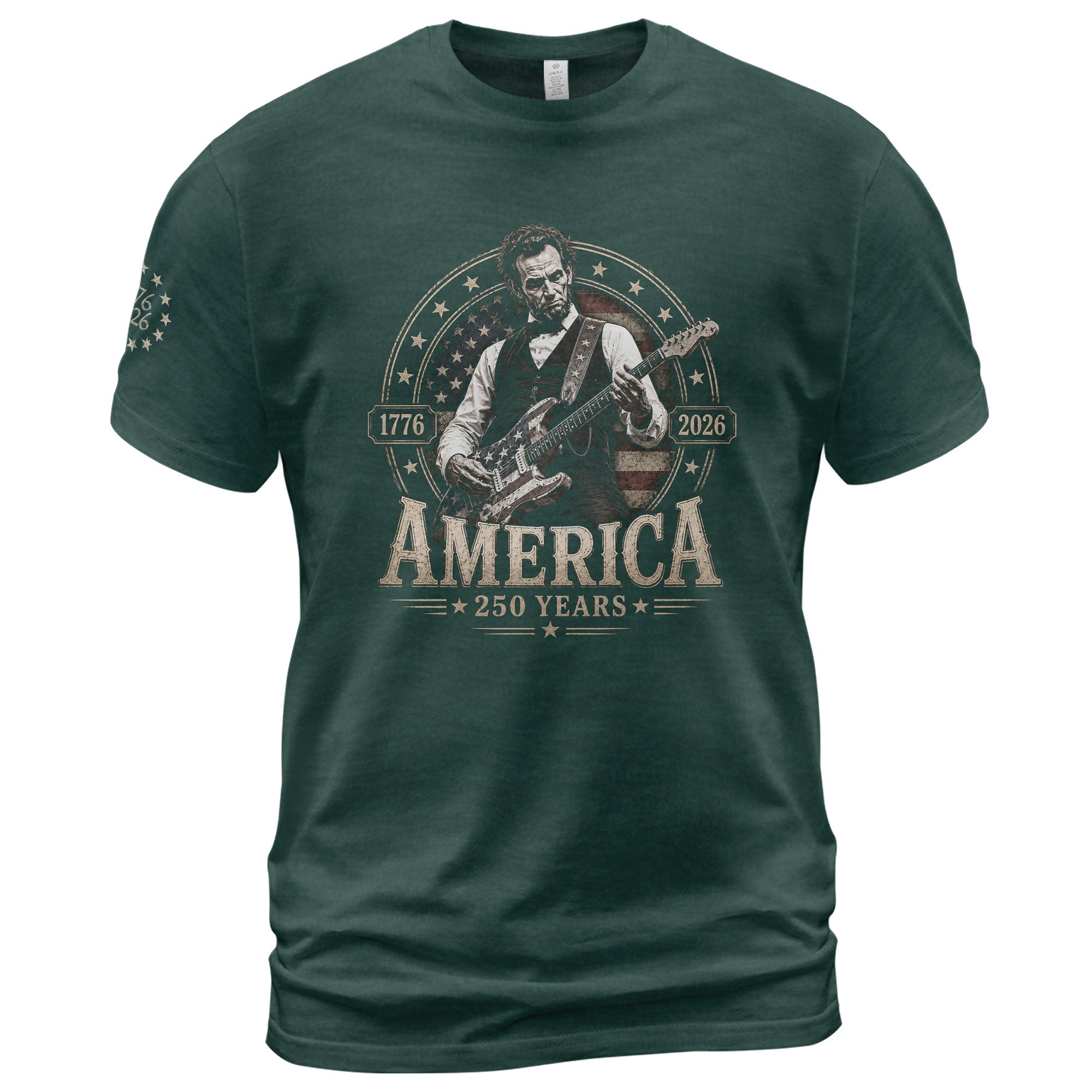 Mens T Shirt Patriotic 250 Years 1776-2026 Abraham Lincoln Star Badge Graphic Tee