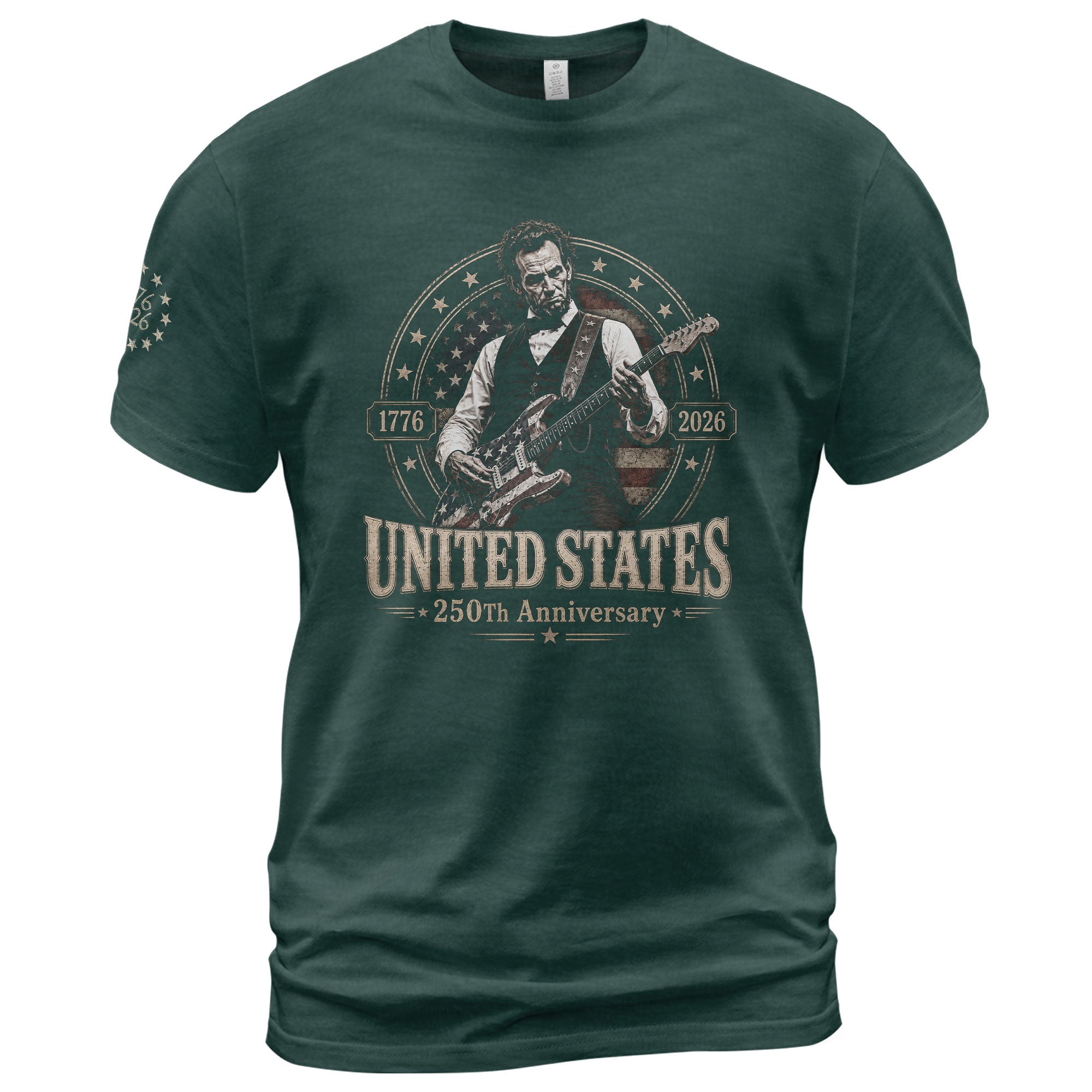 Mens T Shirt Patriotic 250 Years 1776-2026 Abraham Lincoln Star Badge Graphic Tee - Rust Field Wear