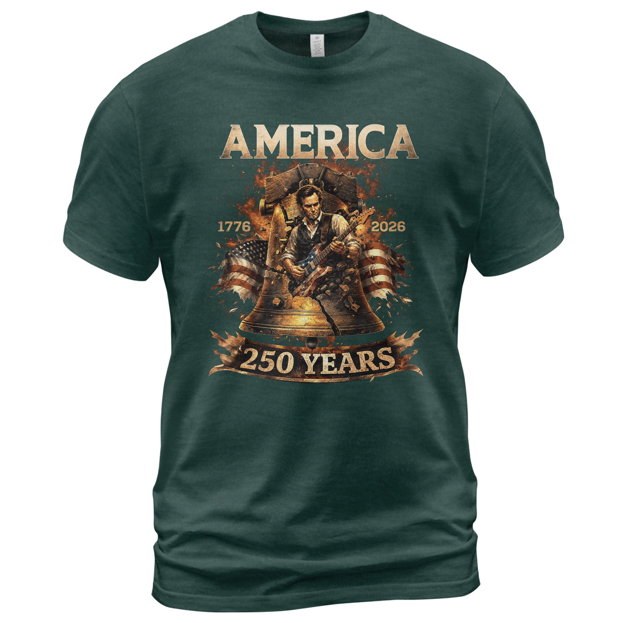 Liberty Bell Guitar Patriotic T-Shirt - Vintage 1776 2026 Historical Graphic Tee