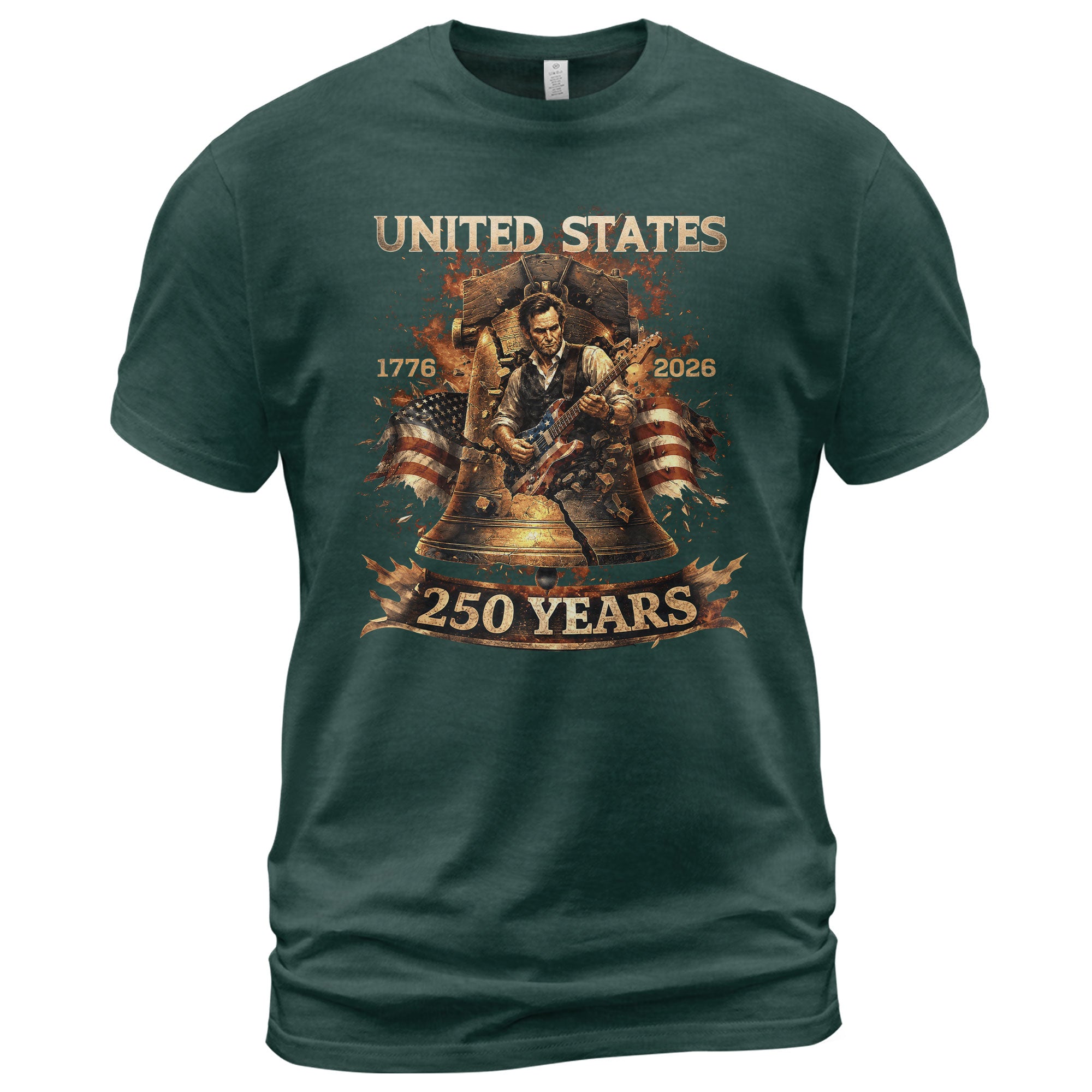 Liberty Bell Guitar Patriotic T-Shirt - Vintage 1776 2026 Historical Graphic Tee
