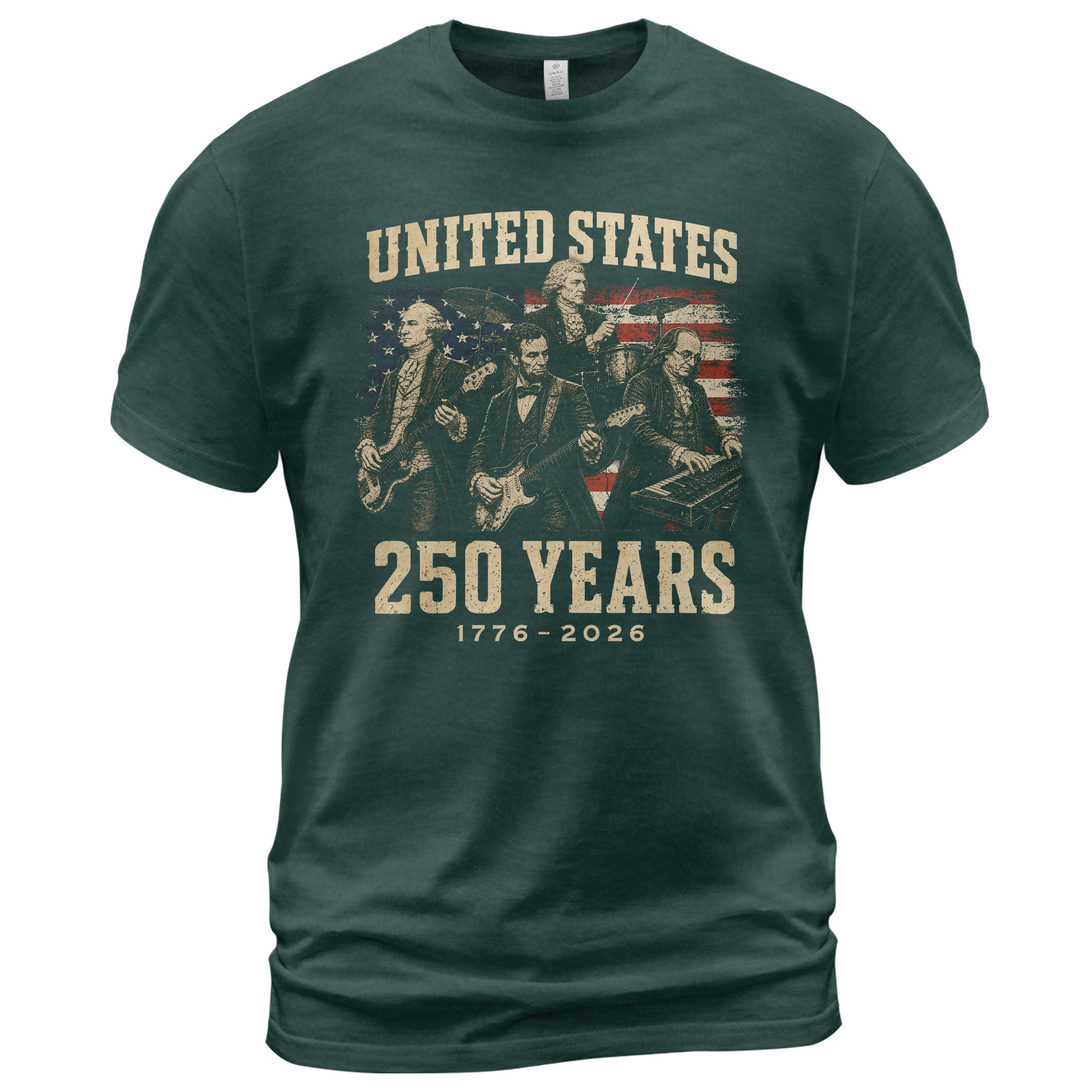 Founding Fathers Presidents Rock Band T-Shirt 250 Years Vintage 1776-2026 Patriotic - Rust Field Wear