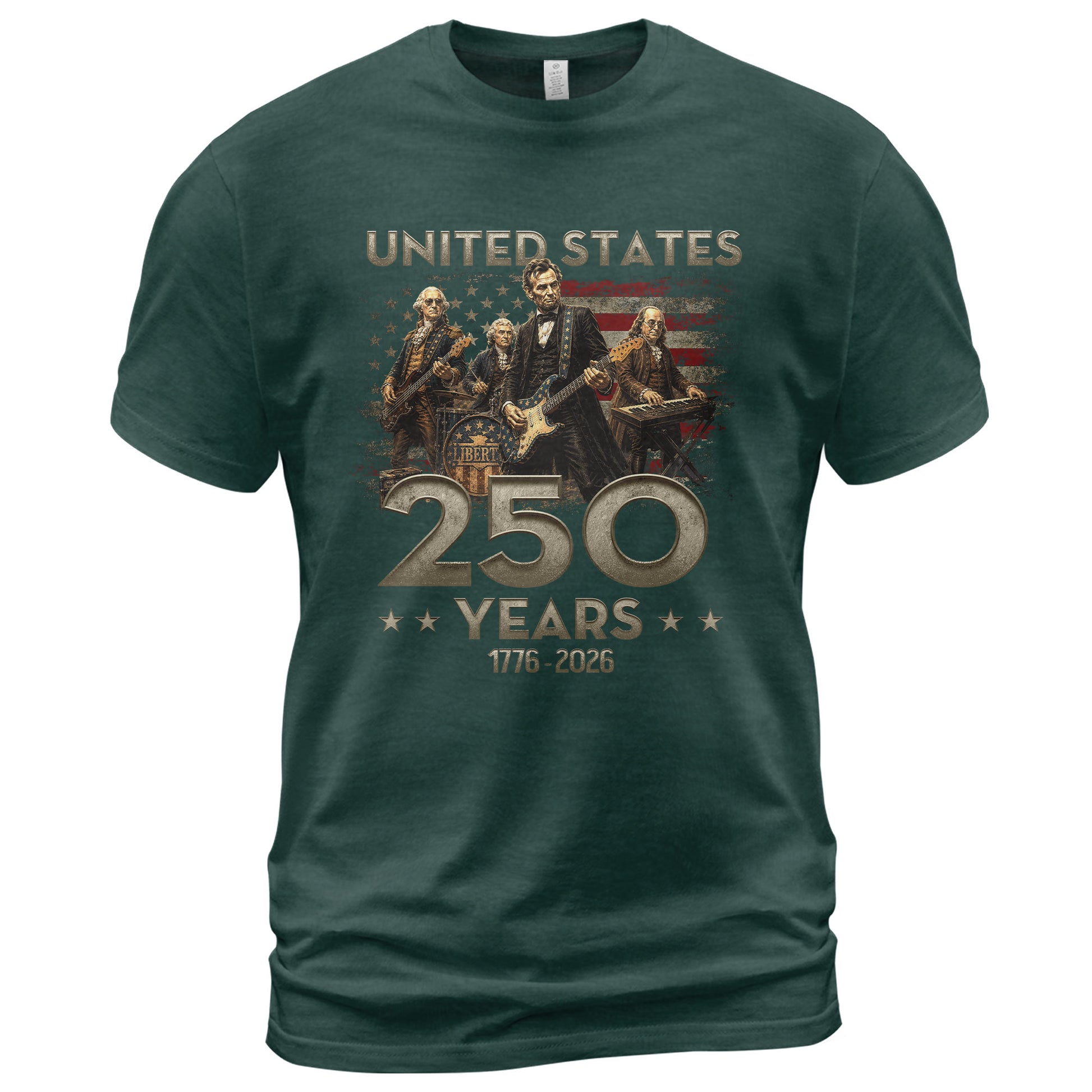 1776-2026 Presidents Band Graphic T Shirt - Lincoln Patriotic Unisex Summer Tee - Rust Field Wear
