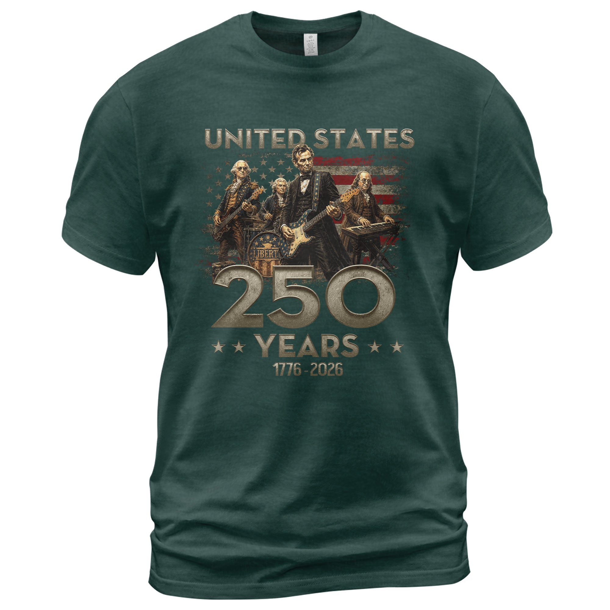 1776-2026 Presidents Band Graphic T Shirt - Lincoln Patriotic Unisex Summer Tee - Rust Field Wear