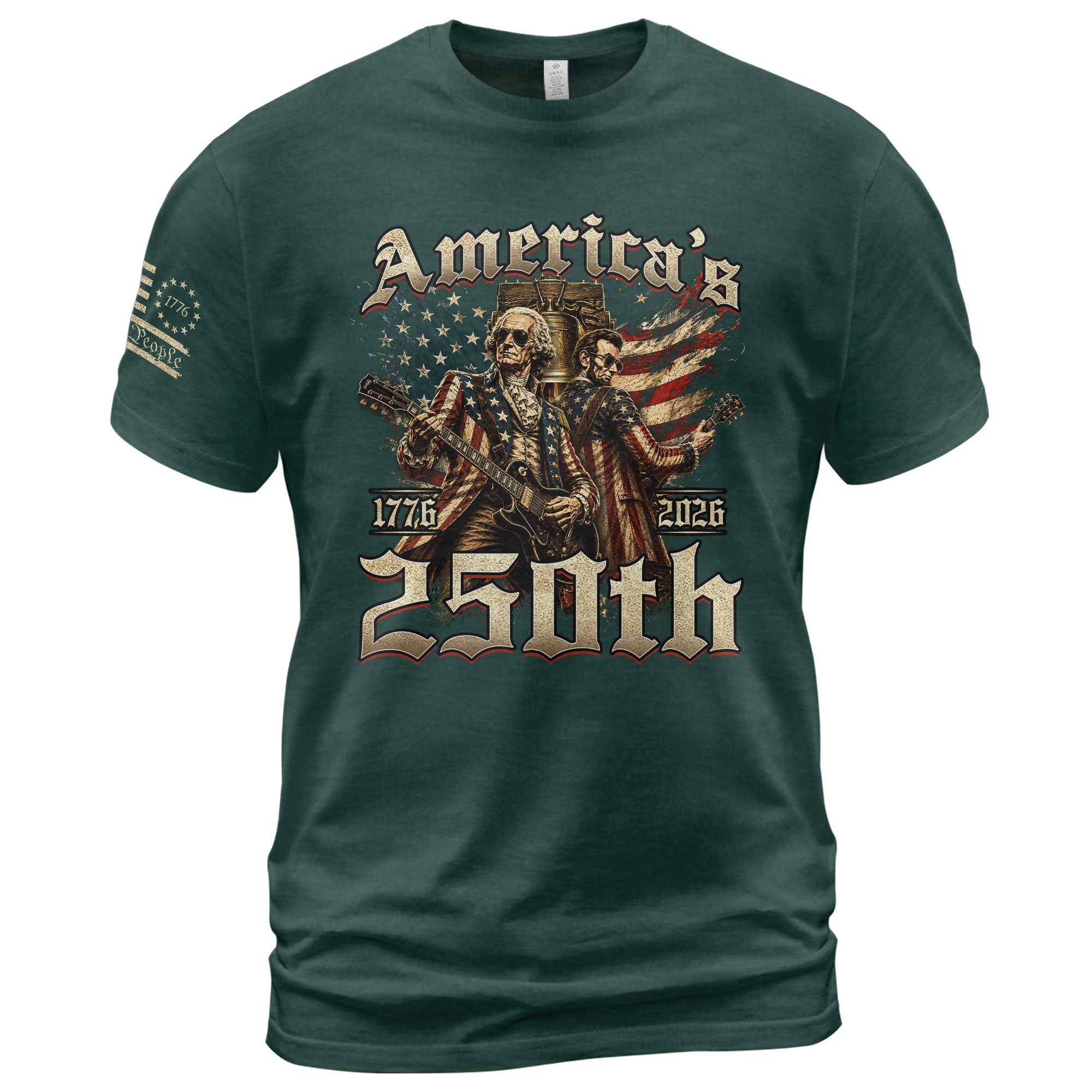 Washington and Lincoln Guitar Shirt 1776-2026 Patriotic Graphic Tee Historical Legacy Apparel