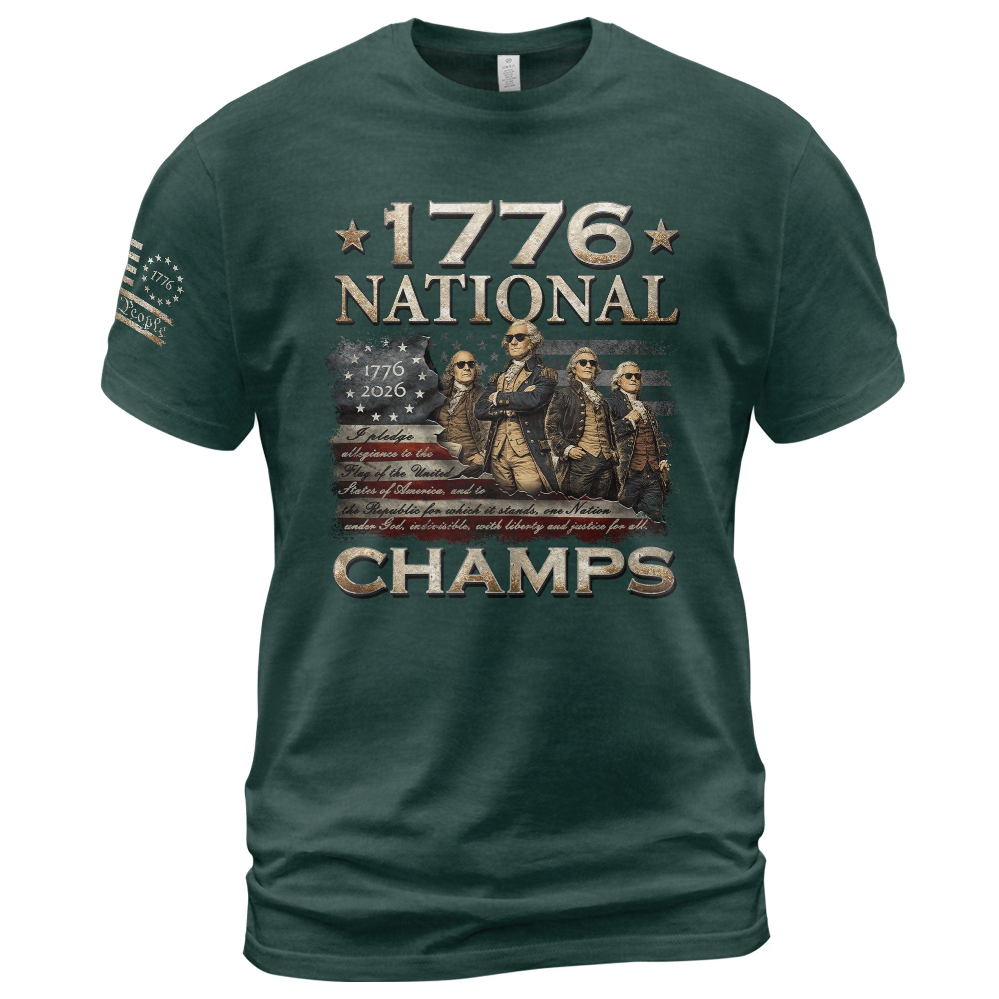 1776 National Champs T-Shirt Patriotic US Founding Fathers Fourth of July Graphic Tee