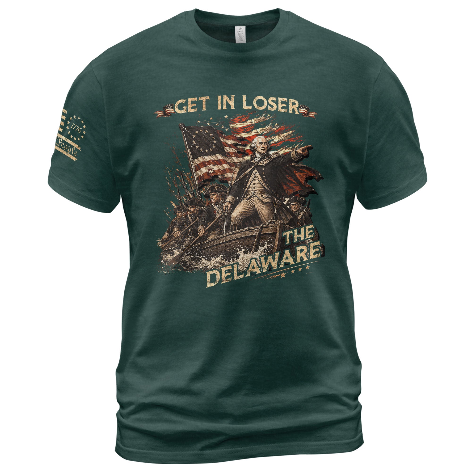 The Delaware Crossing Graphic Tee - Vintage Patriotic George Washington Cotton Shirt