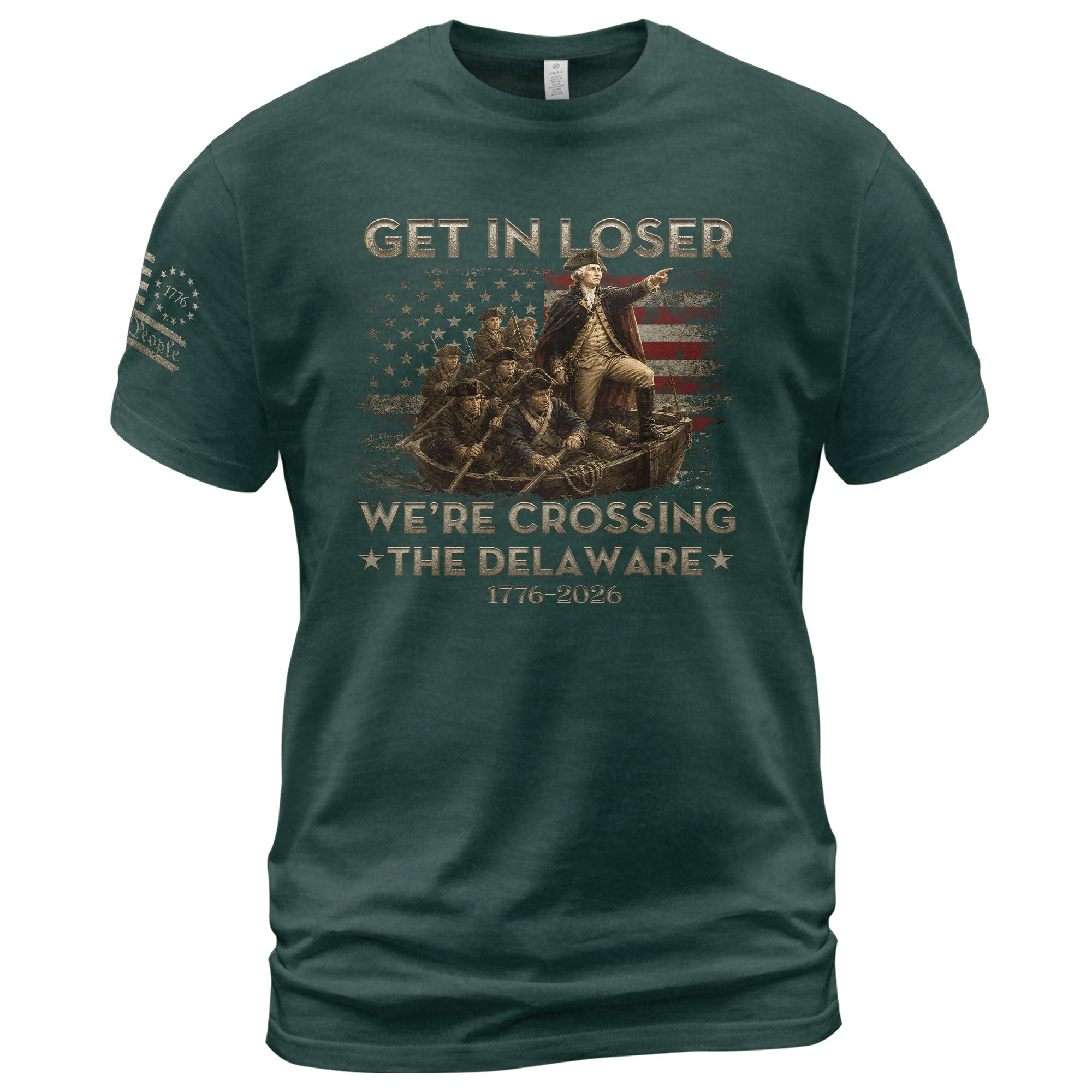 The Delaware Crossing Anniversary Tee - 1776-2026 Patriotic George Washington Cotton Shirt