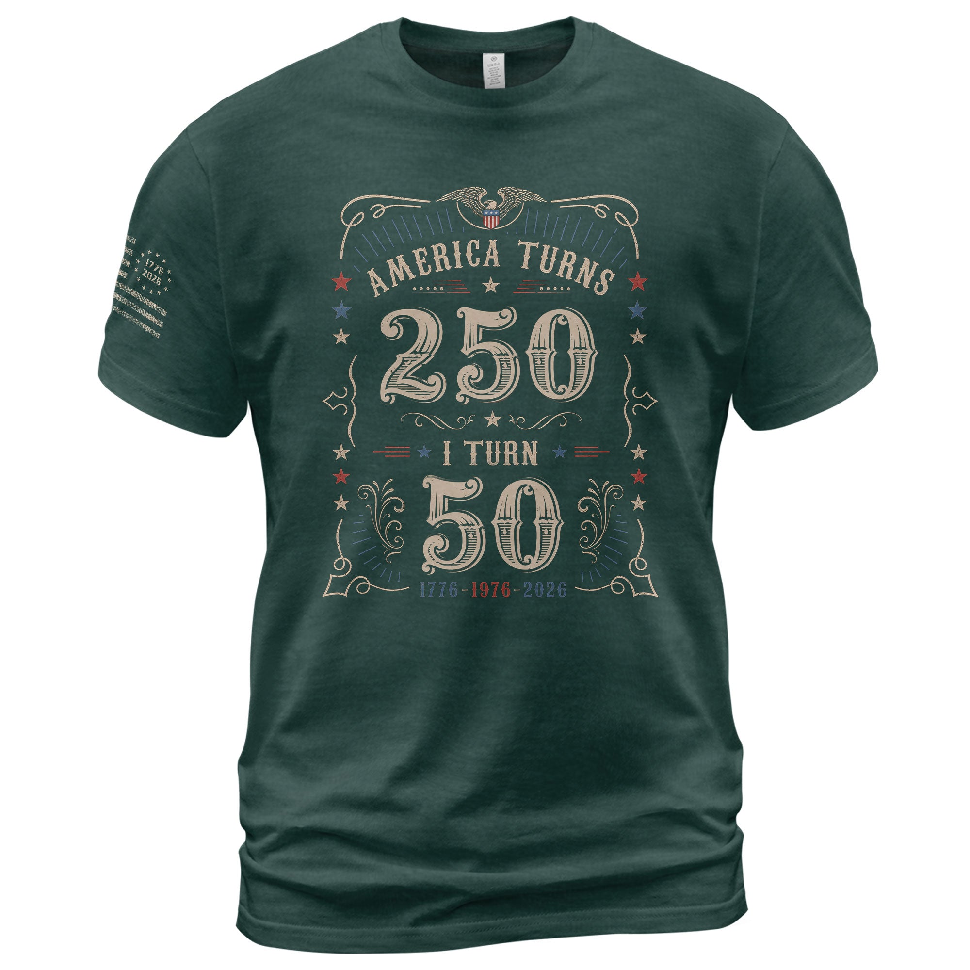 50 Year Legacy Graphic Tee - Commemorating 250 Years of History 1776-2026 Shirt Style
