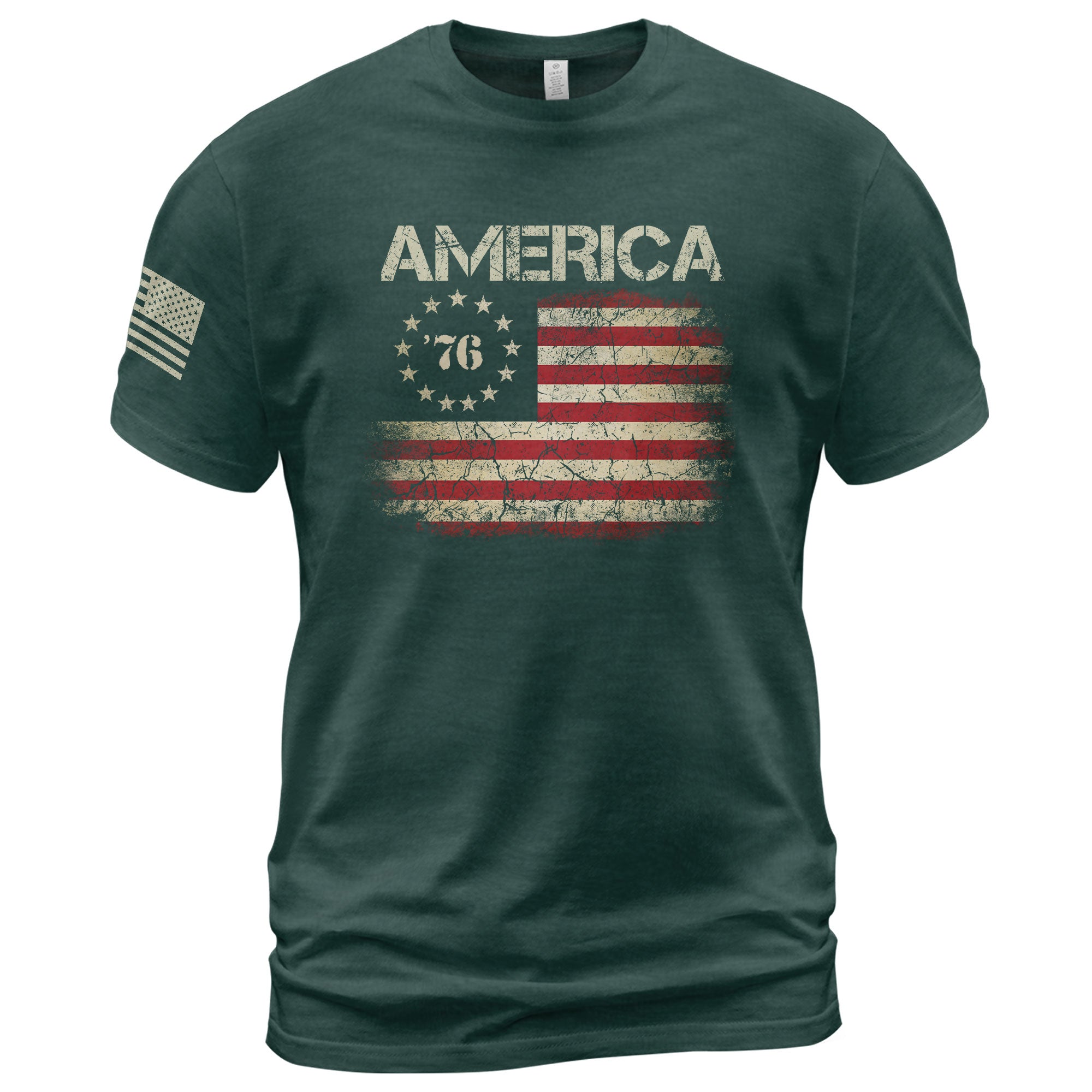 Vintage 1776 American Flag T-Shirt Patriotic Graphic Tee Men Women Casual Shirt