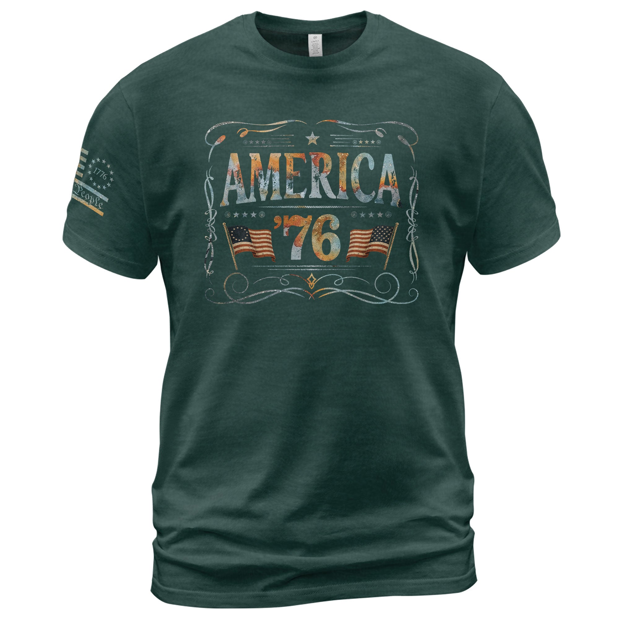 American Pride 76 T-Shirt Vintage Patriotic Graphic Design Casual Birthday Gift