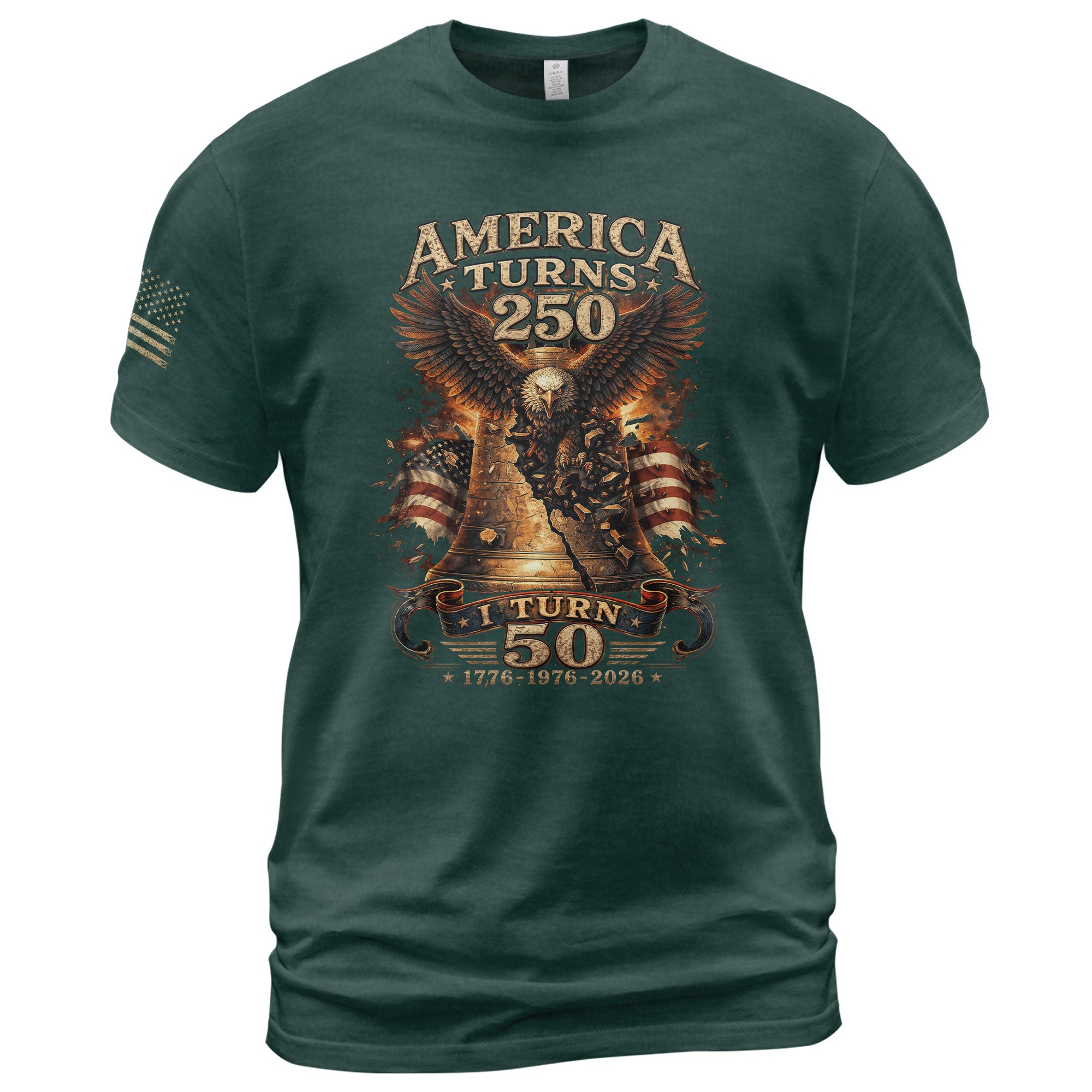 America Turns 250 I Turn 50 Eagle Liberty Bell Patriotic 50th Birthday 1976 T-Shirt