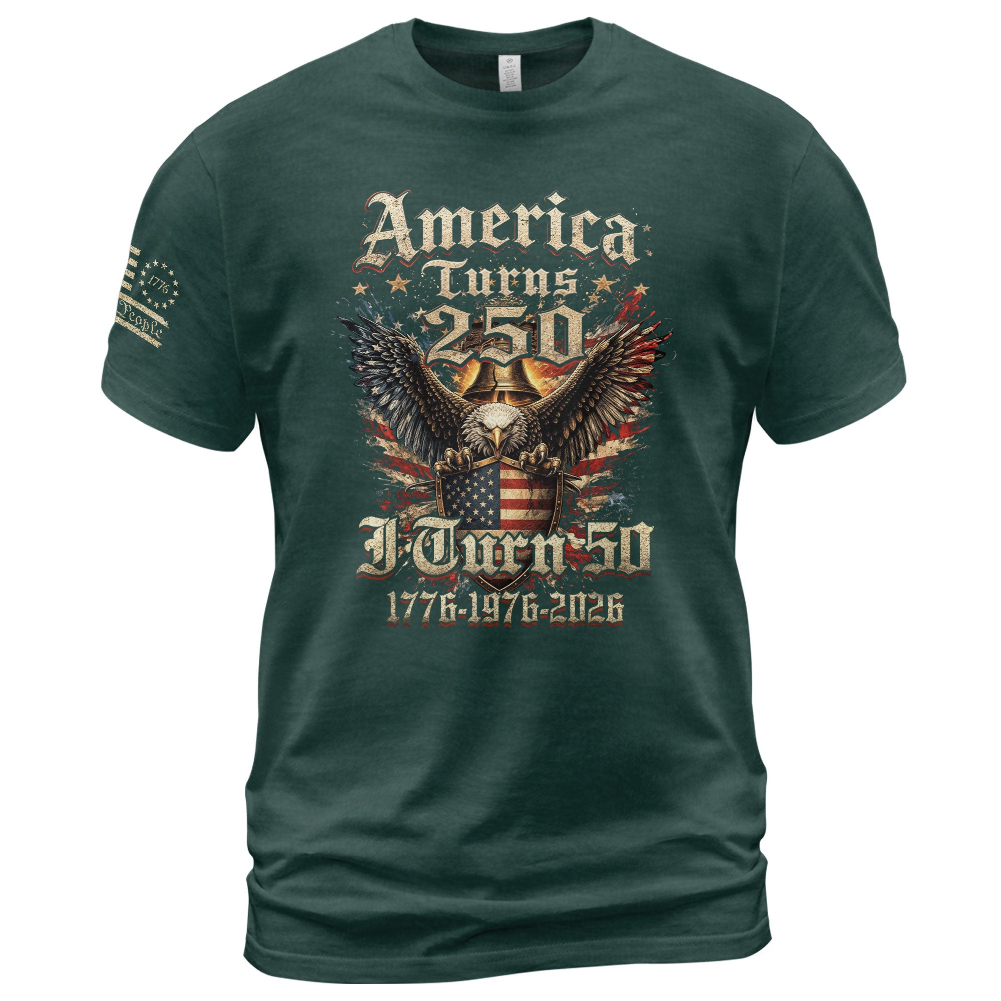 America Turns 250 I Turn 50 Shirt Vintage 1976 Birthday Eagle Patriotic T-Shirt Gift