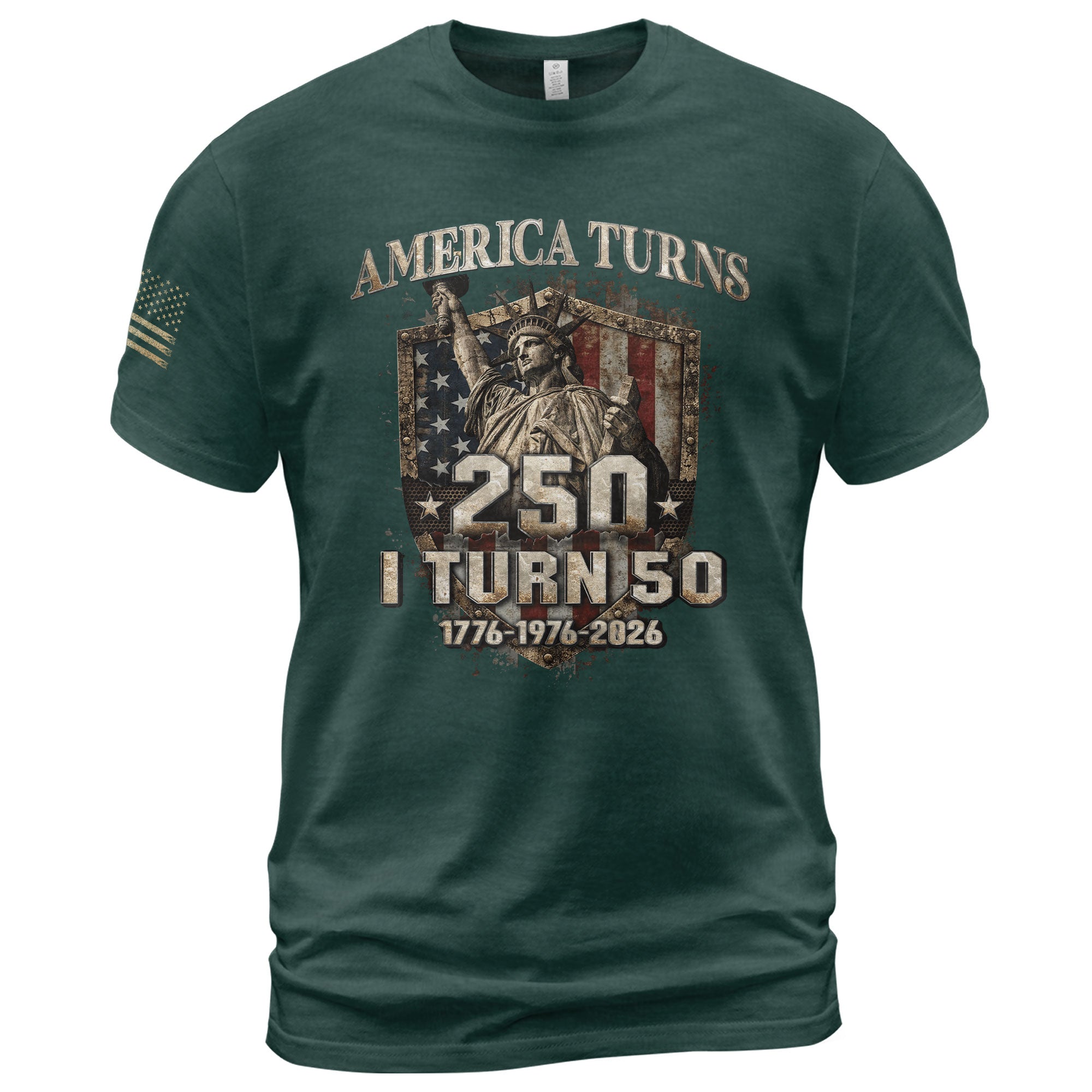 America Turns 250 I Turn 50 Shirt 1976 50th Birthday Statue of Liberty Patriotic Tee