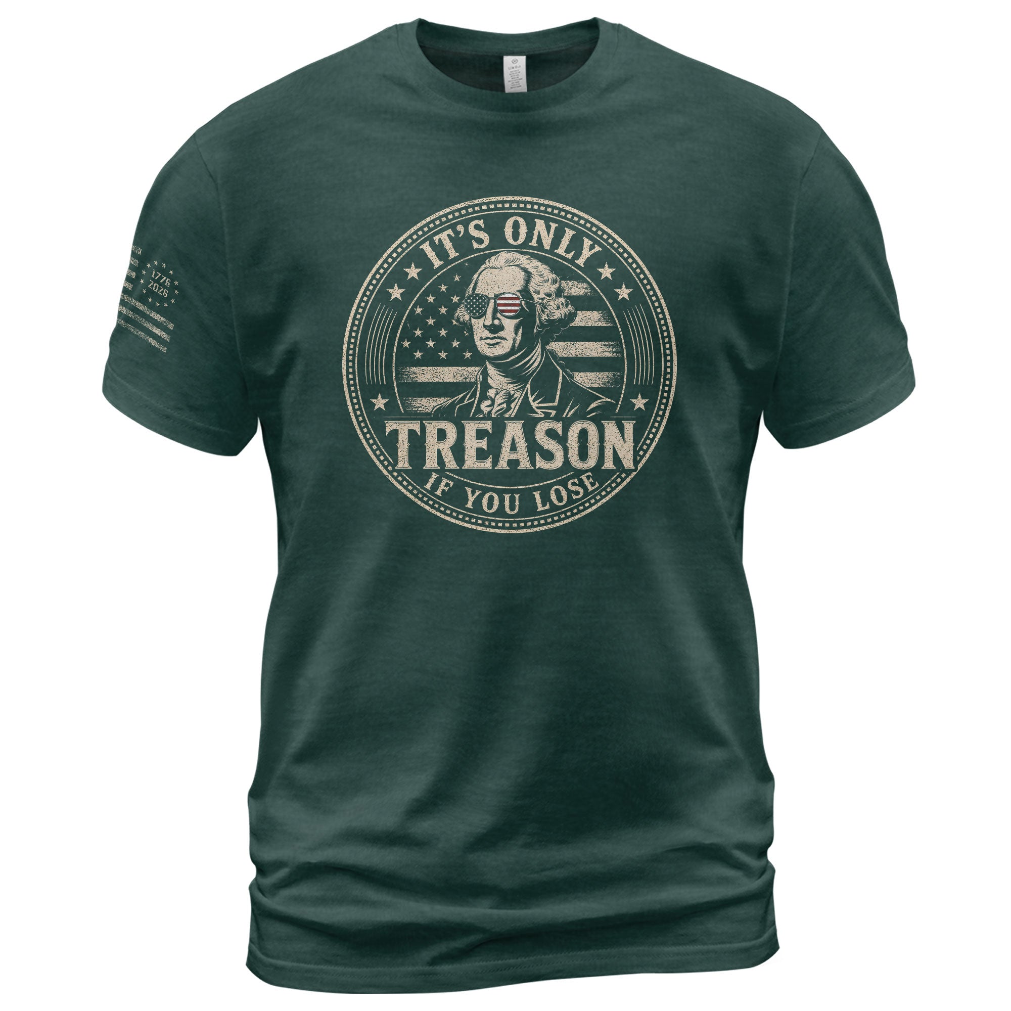 It's Only Treason If You Lose Shirt George Washington Circle Badge Patriotic 2D Graphic Tee