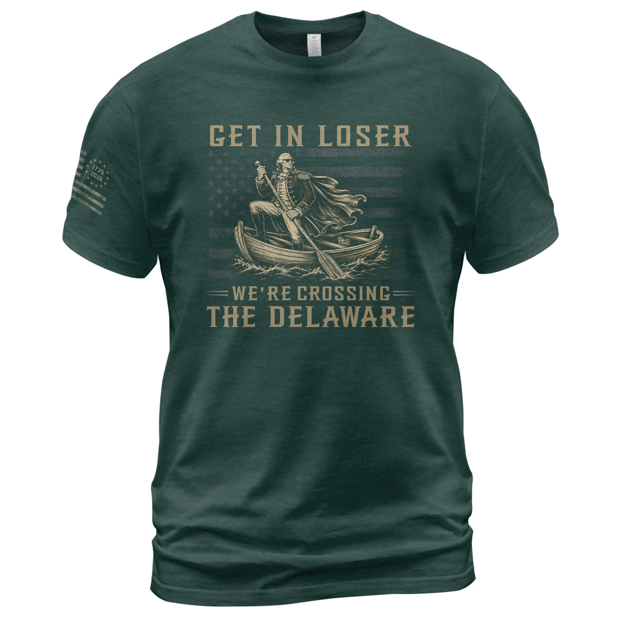 Patriotic Delaware River Crossing Tee - Get In Loser Washington Graphic Men's Shirt
