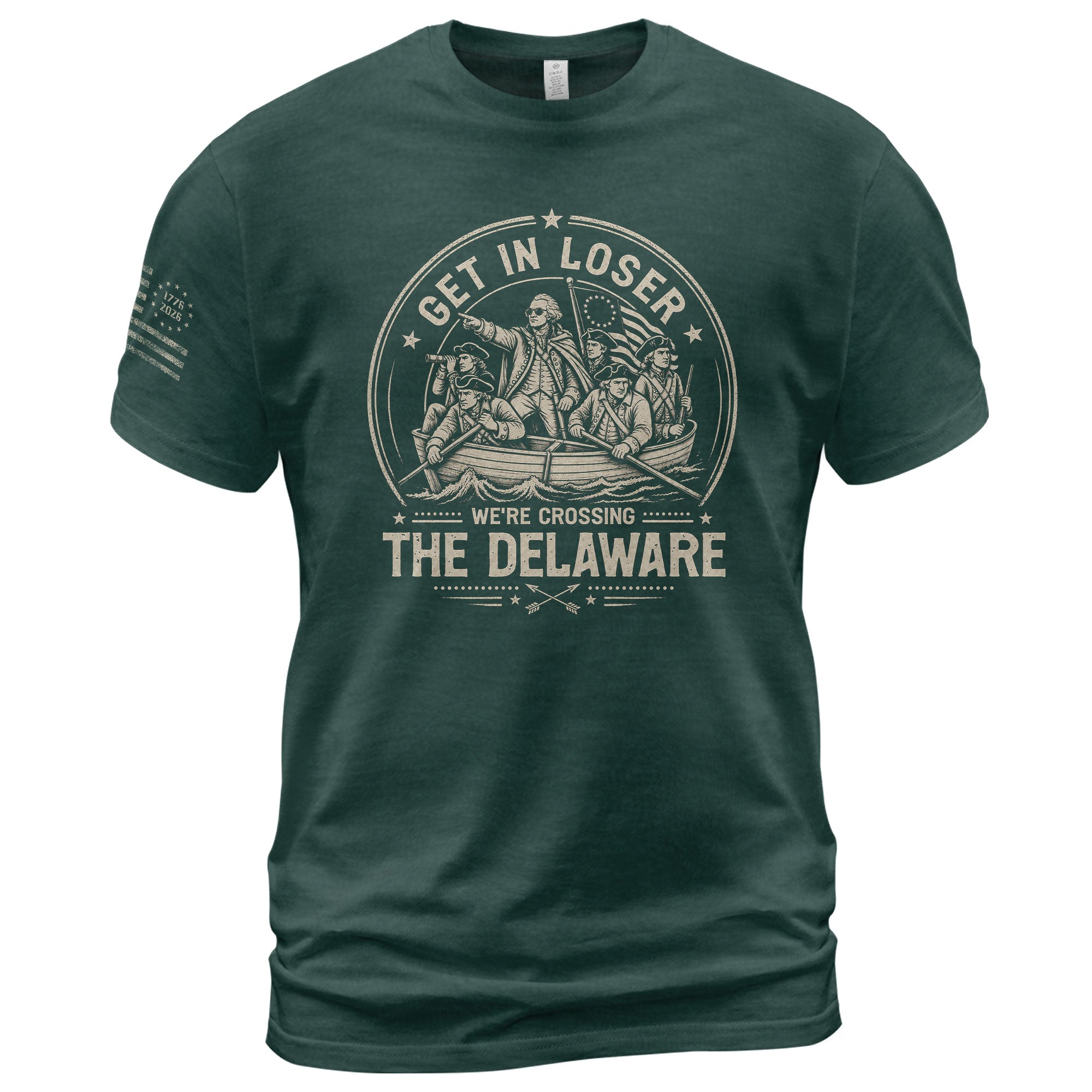 Historic River Crossing Tee - Get In Loser Washington Round Graphic Cotton Shirt