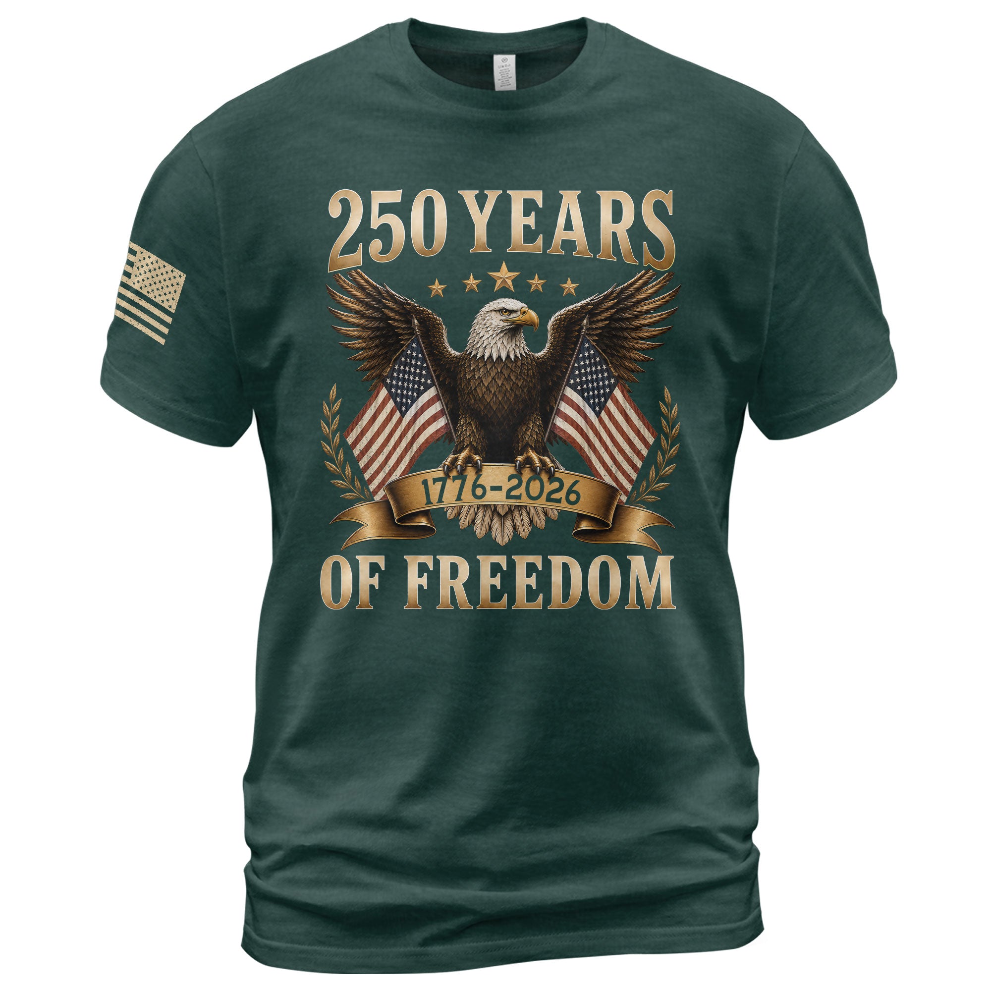 250 Years Of Freedom Graphic Tee - Classic Patriotic Eagle American Flag Cotton Shirt