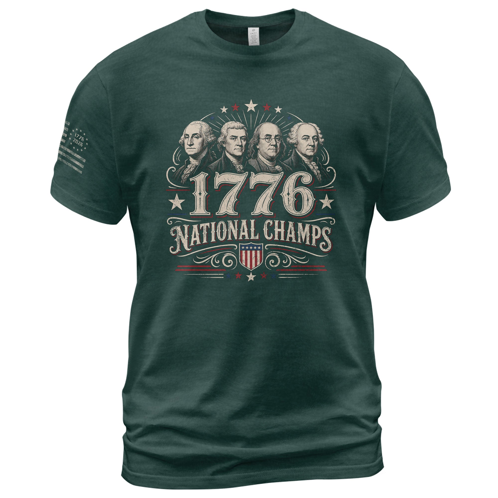 American History Graphic T-Shirt - 1776 National Champs Founding Fathers Design