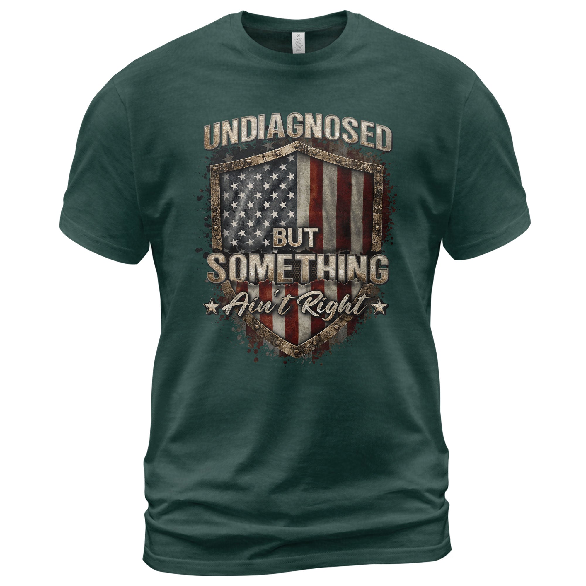 Undiagnosed But Something Ain't Right T-Shirt Vintage Flag Shield Funny Graphic Tee