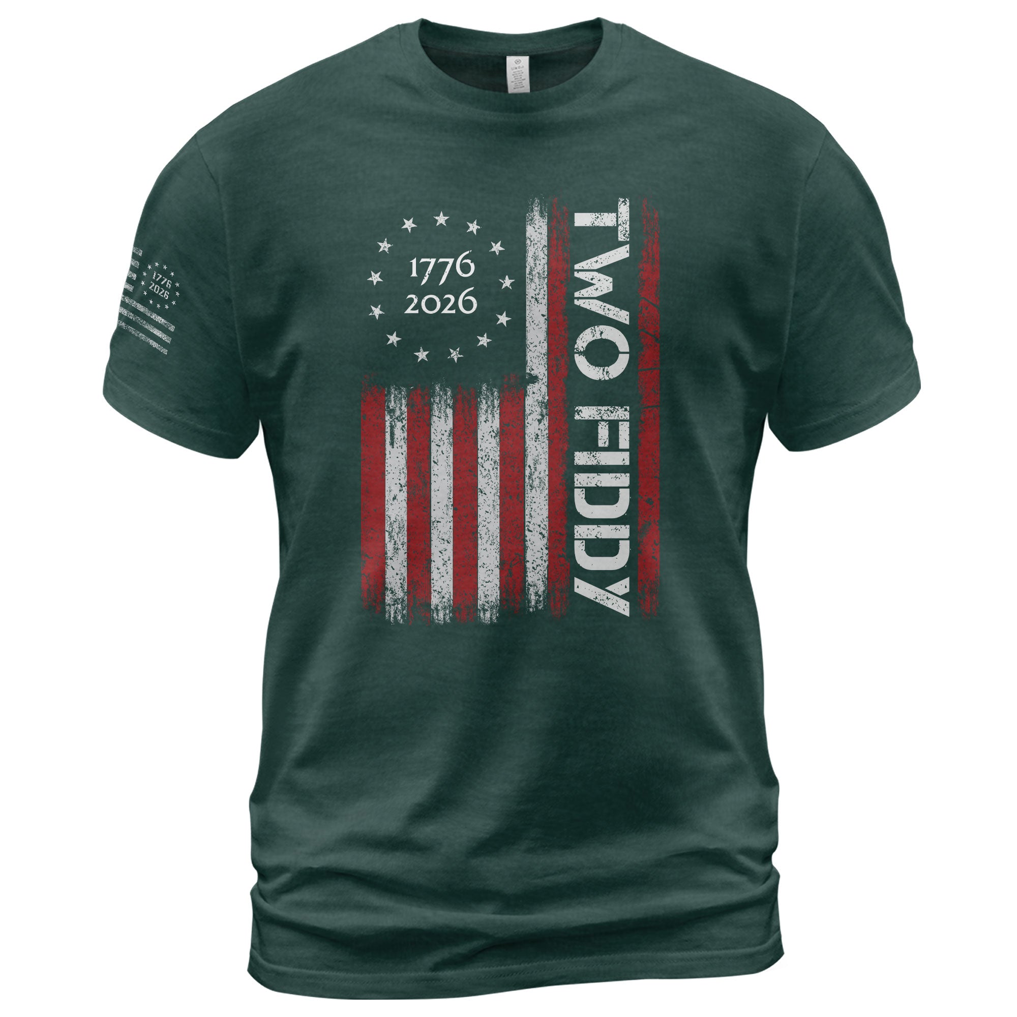 Vintage American Two Fiddy 1776-2026 Flag Graphic Apparel - Patriotic Anniversary Top