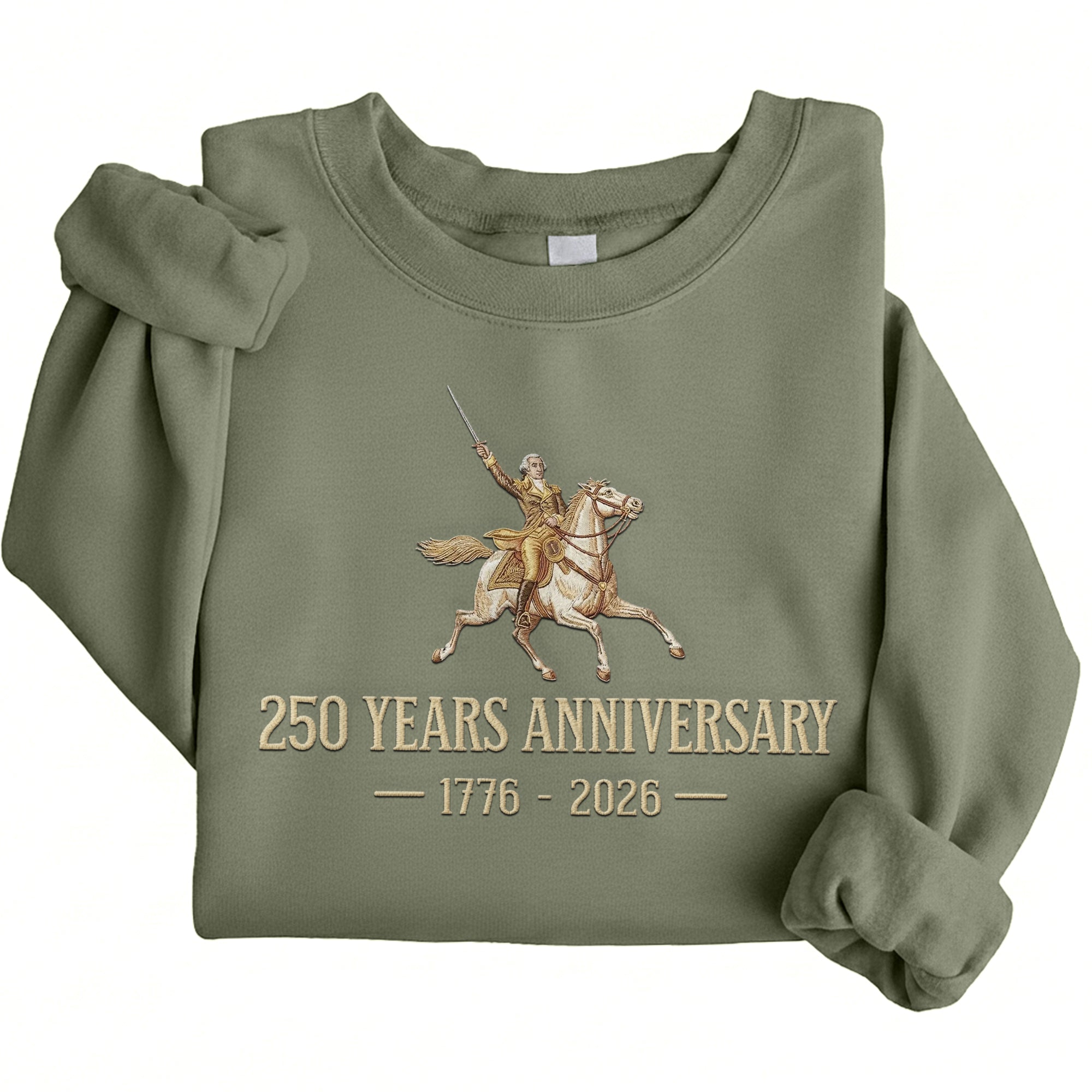 USA 250th Anniversary Semiquincentennial 250 Years Embroidered Sweatshirt 1776-2026 Patriotic Horseman Heritage