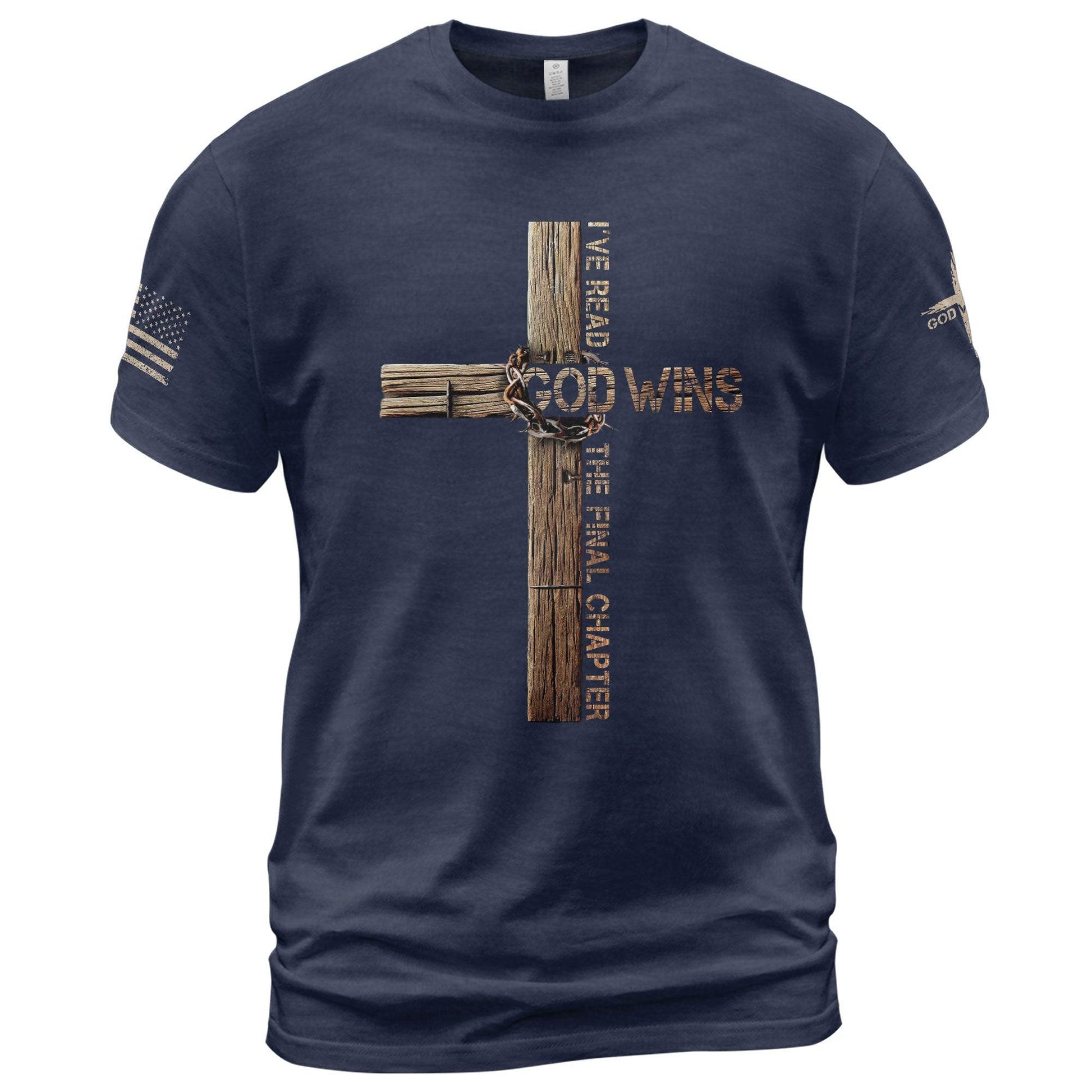 Victory in Christ T-Shirt – God Wins Cross Design - Rust Field Wear