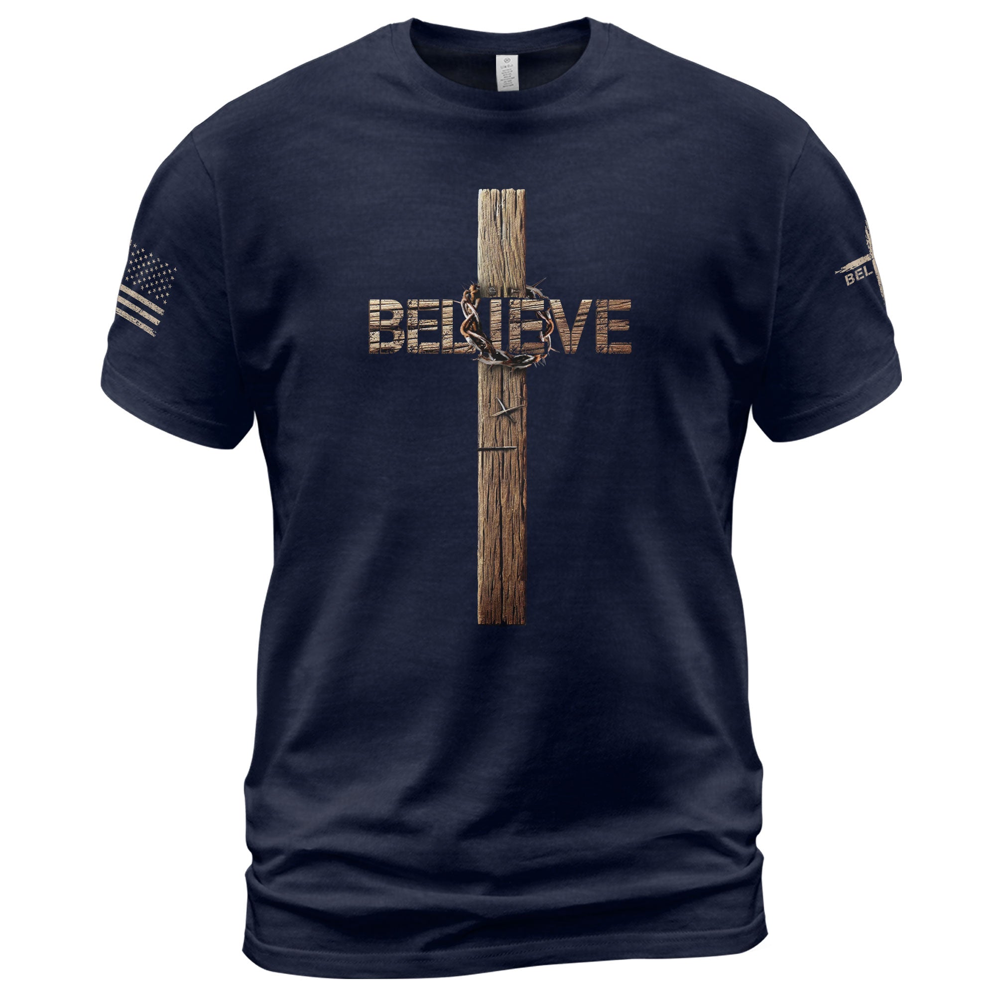 Believe Cross Crown Of Thorns Christian T-shirt