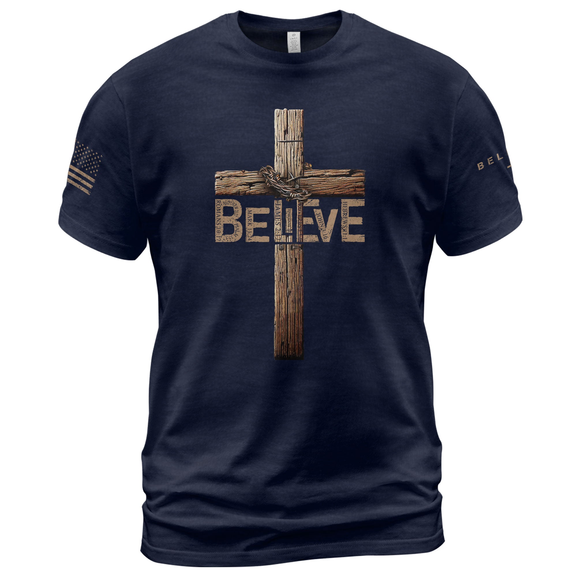 Believe In The Cross – Rustic Wood Christian T-shirt