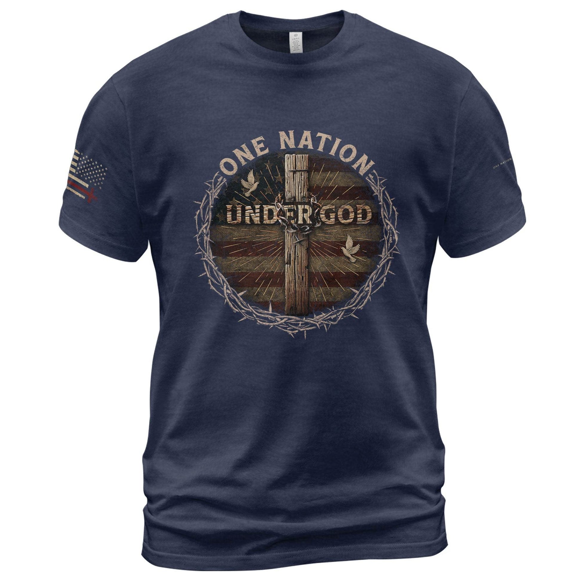 One Nation Under God Crucifix T-Shirt - Rust Field Wear