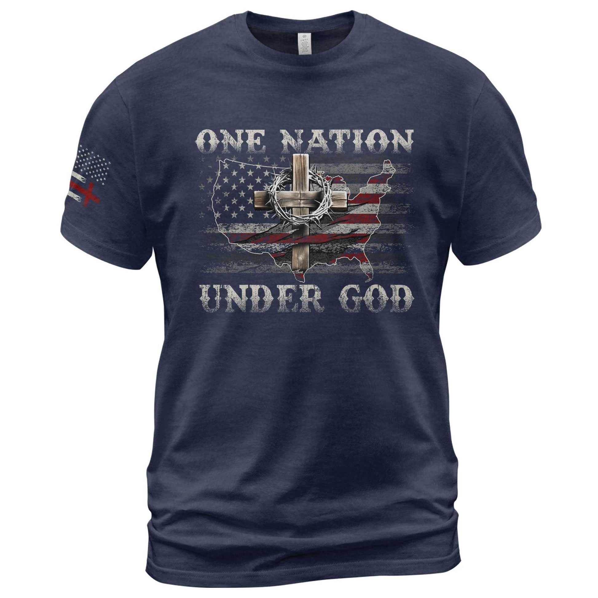 One Nation Under God Christian American Flag T-Shirt - Rust Field Wear