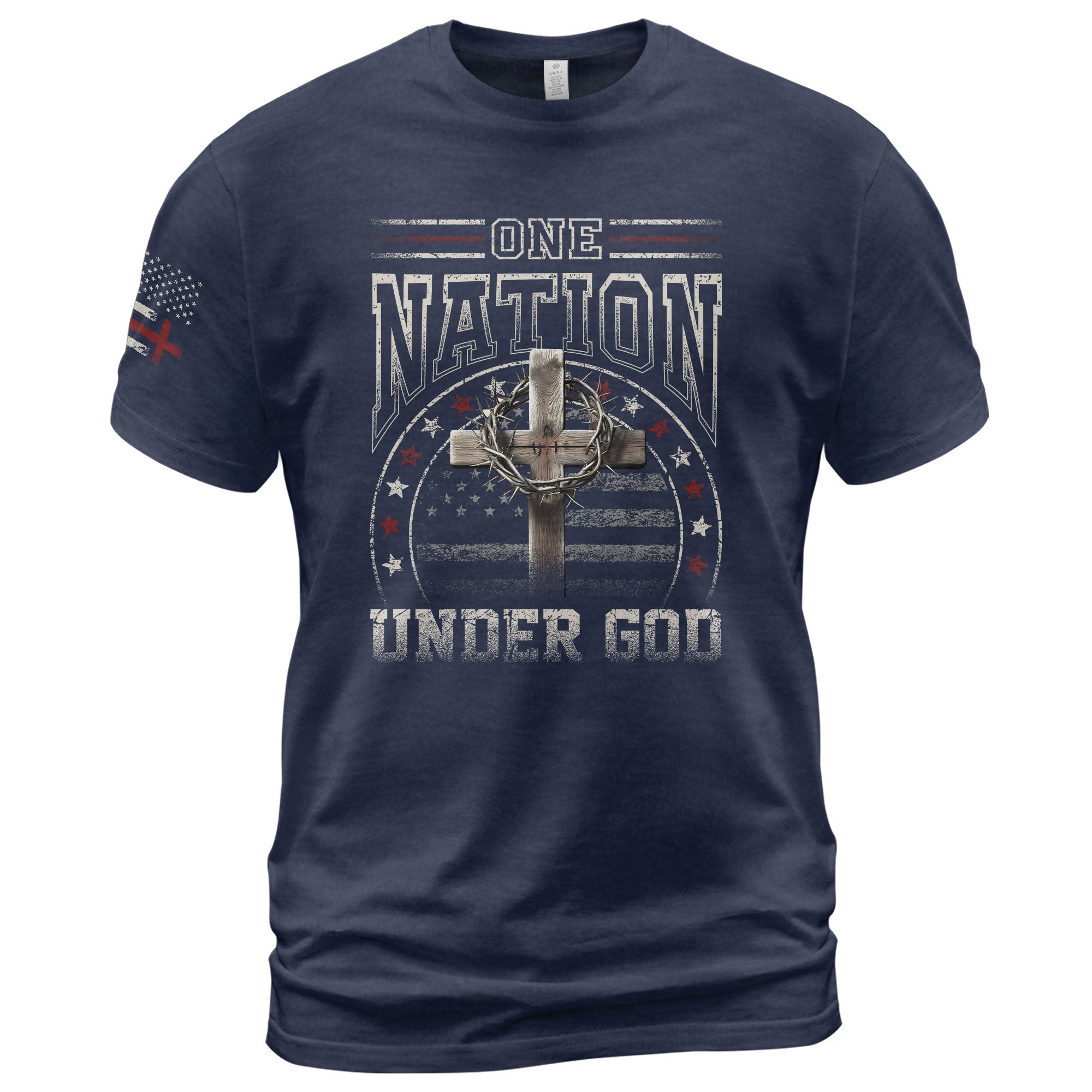 One Nation Under God Cross & American Flag T-Shirt