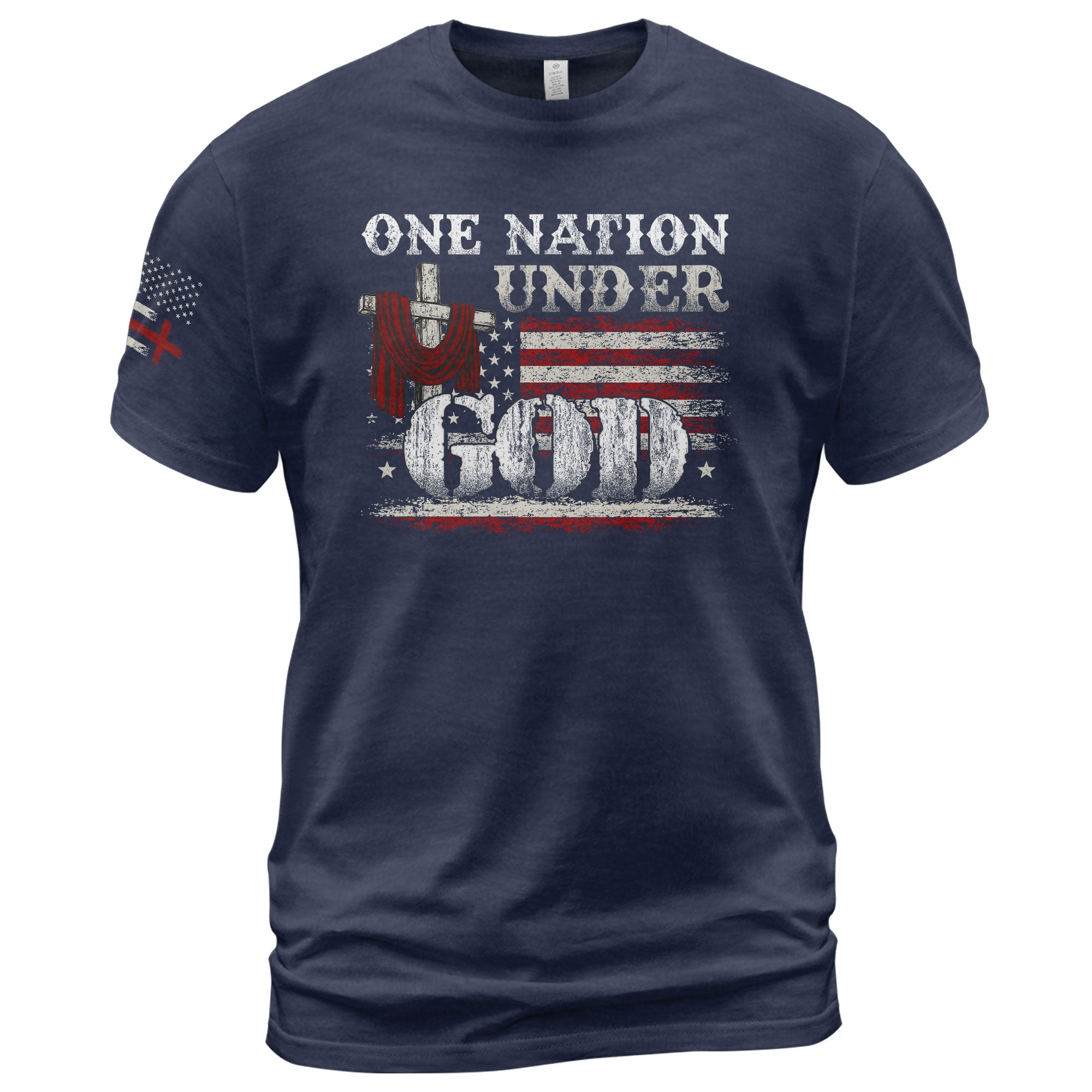 One Nation Under God T-Shirt – Cross & American Flag