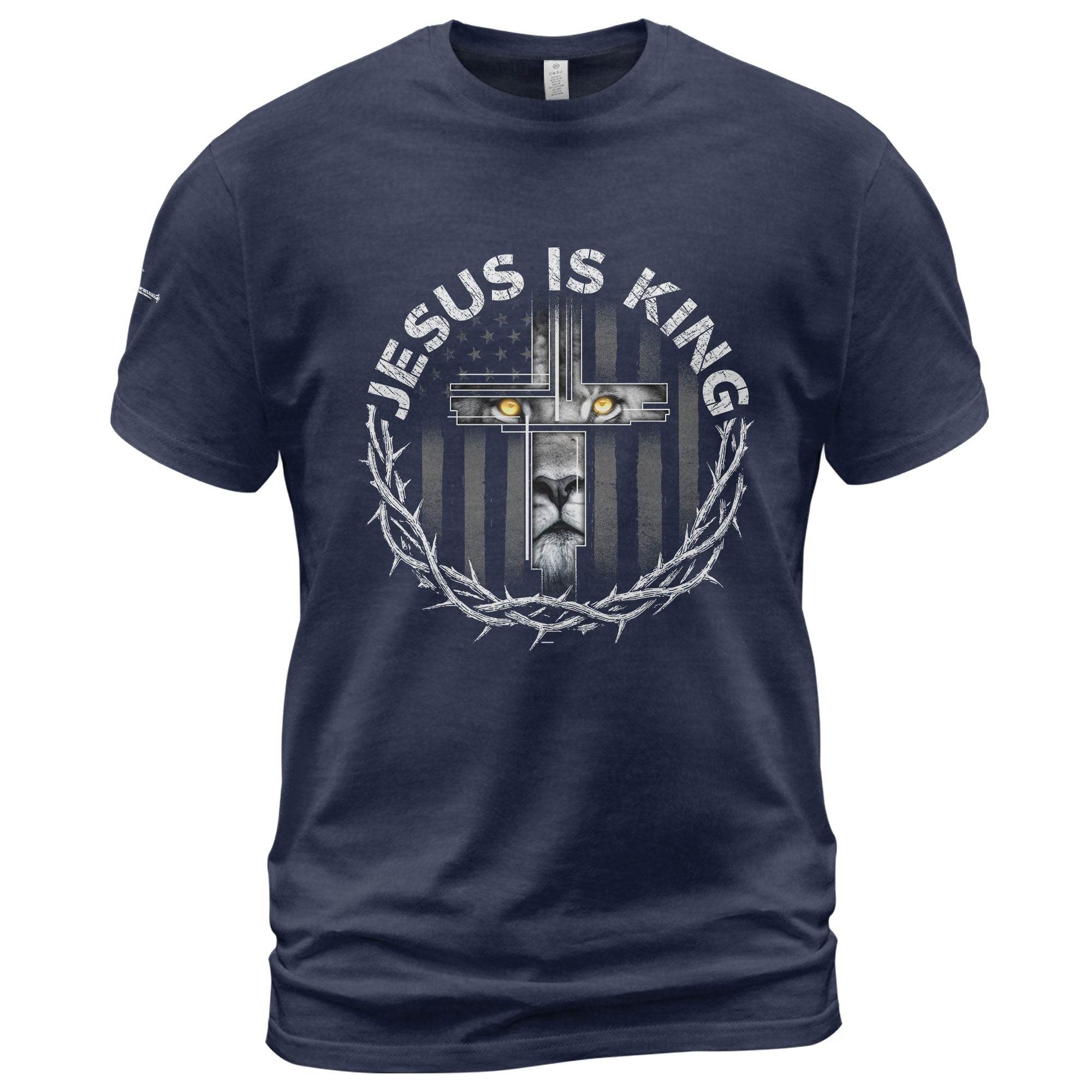 Jesus Is King Lion Cross Christian T-Shirt - Rust Field Wear