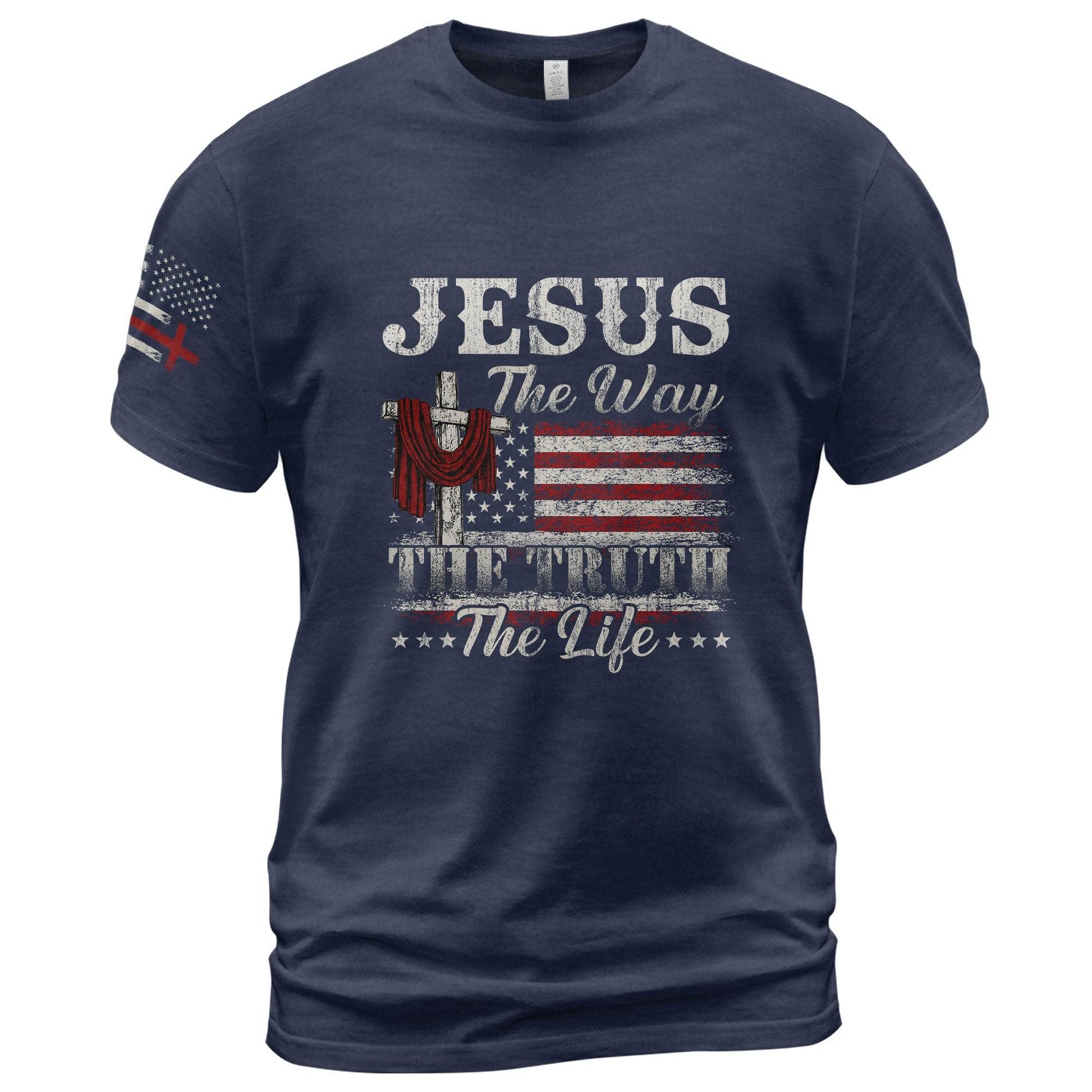 Jesus The Way The Truth The Life Flag Cross T-Shirt - Rust Field Wear