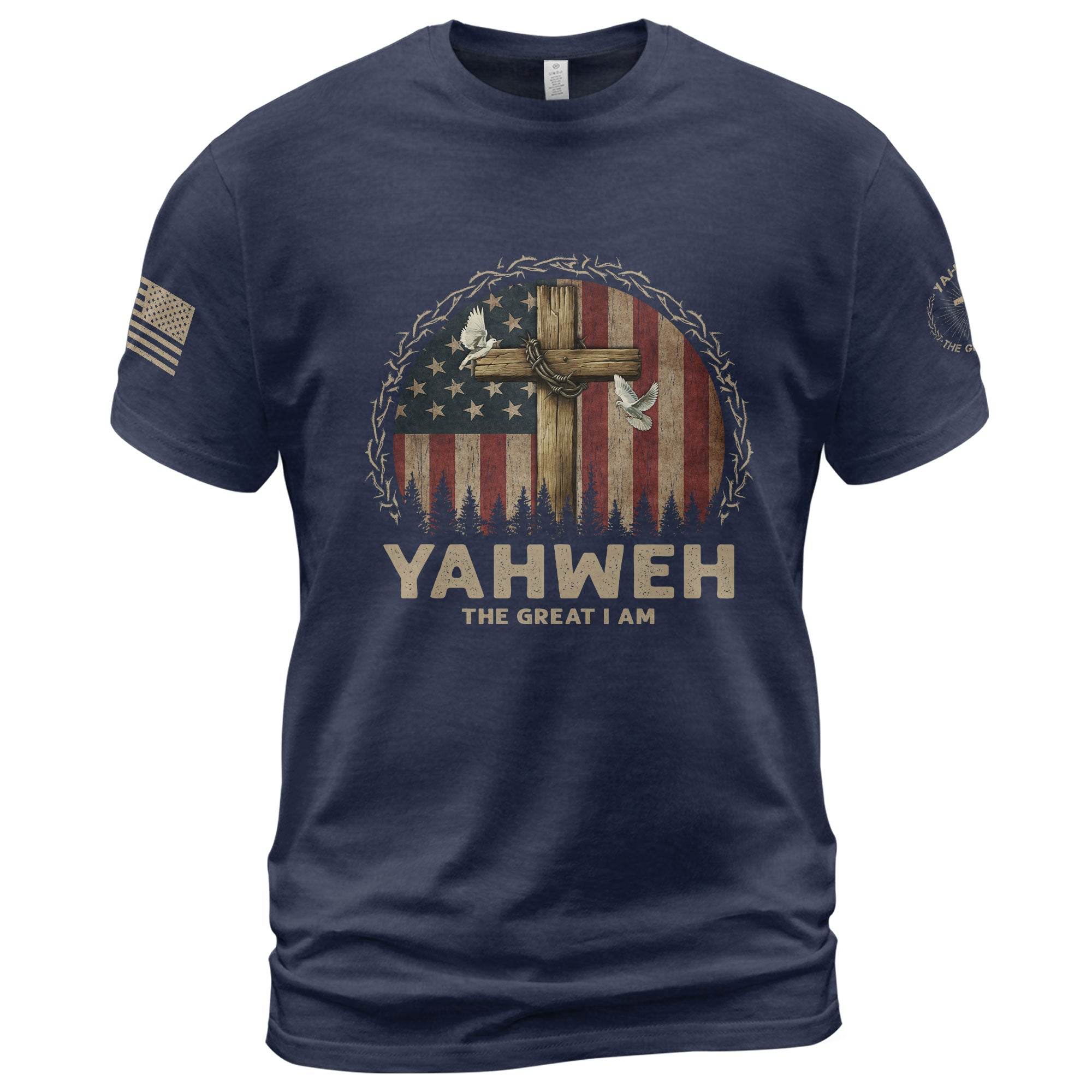 Yahweh The Great I Am T-Shirt – Faith, Flag & Cross - Rust Field Wear