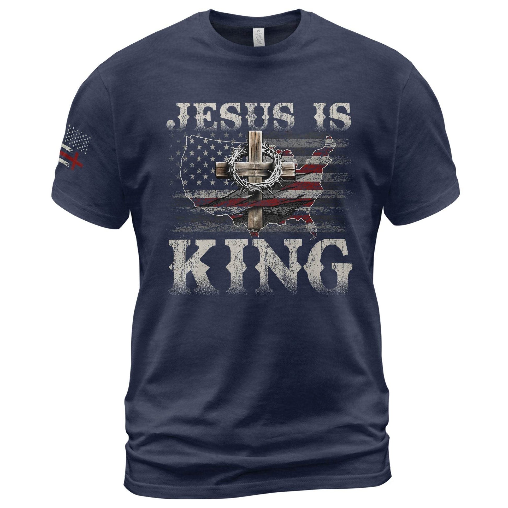 Jesus Is King T-Shirt – Bold Christian USA Cross Tee - Rust Field Wear